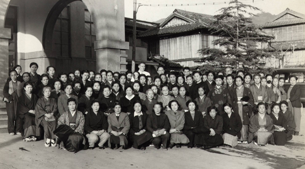 Nagasaki midwives meeting with Atomic Bomb Casuality Commission doctors.