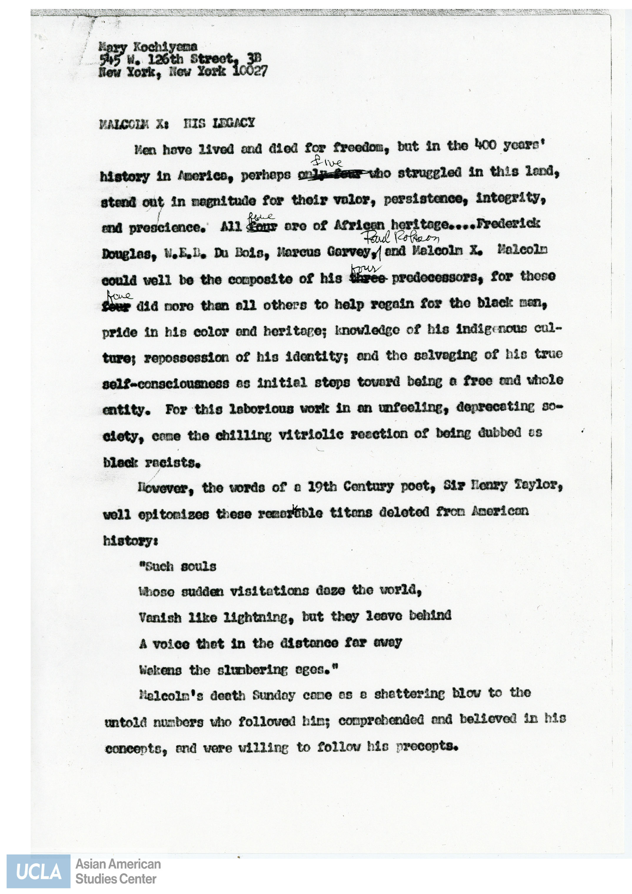 Essay regarding the death of Malcolm X and his legacy.