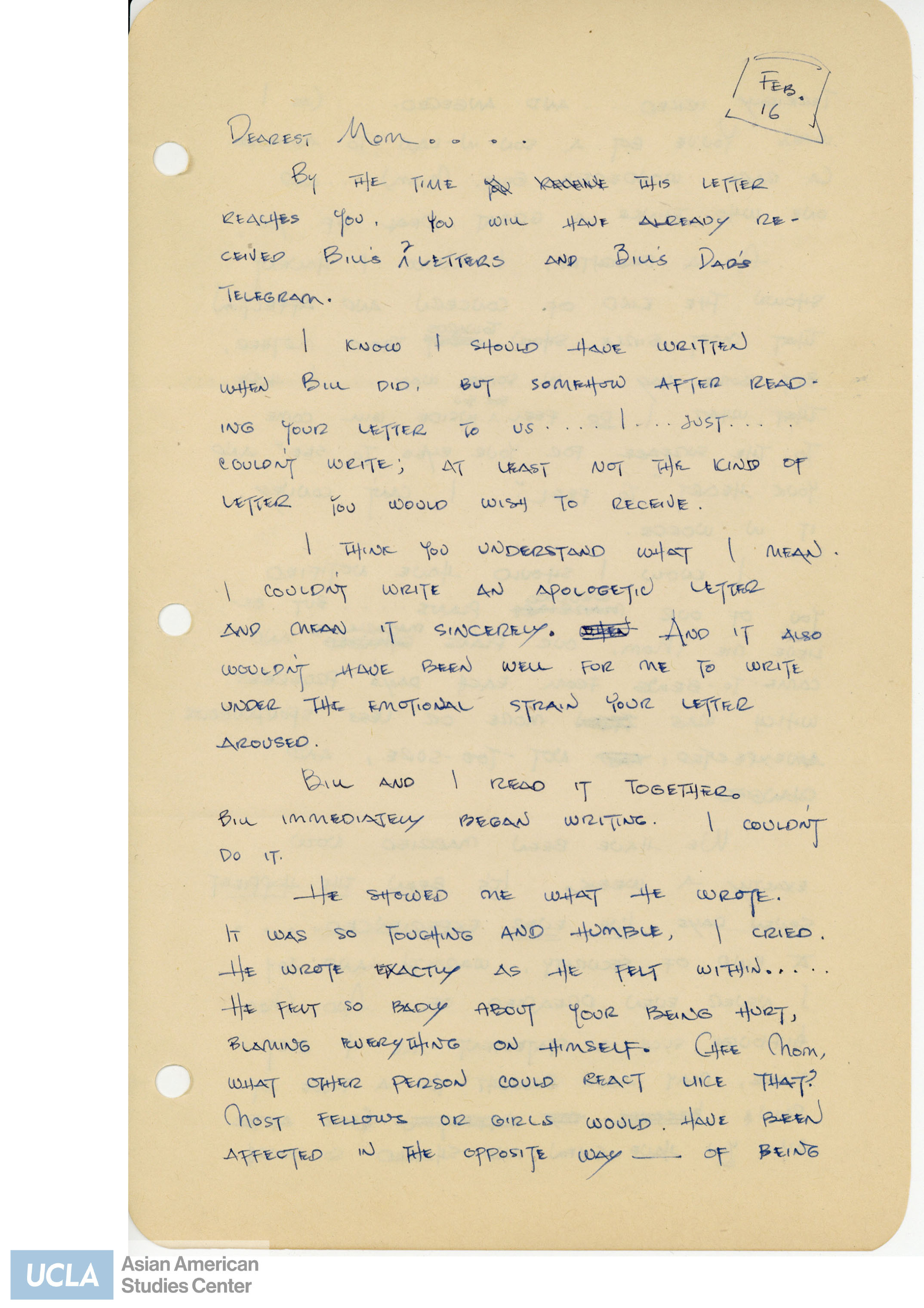 An emotional letter regarding Yuri and Bill getting married without notifying Mrs. Nakahara of their wedding plans. Yuri writes of learning the responsibilities of becoming a wife.