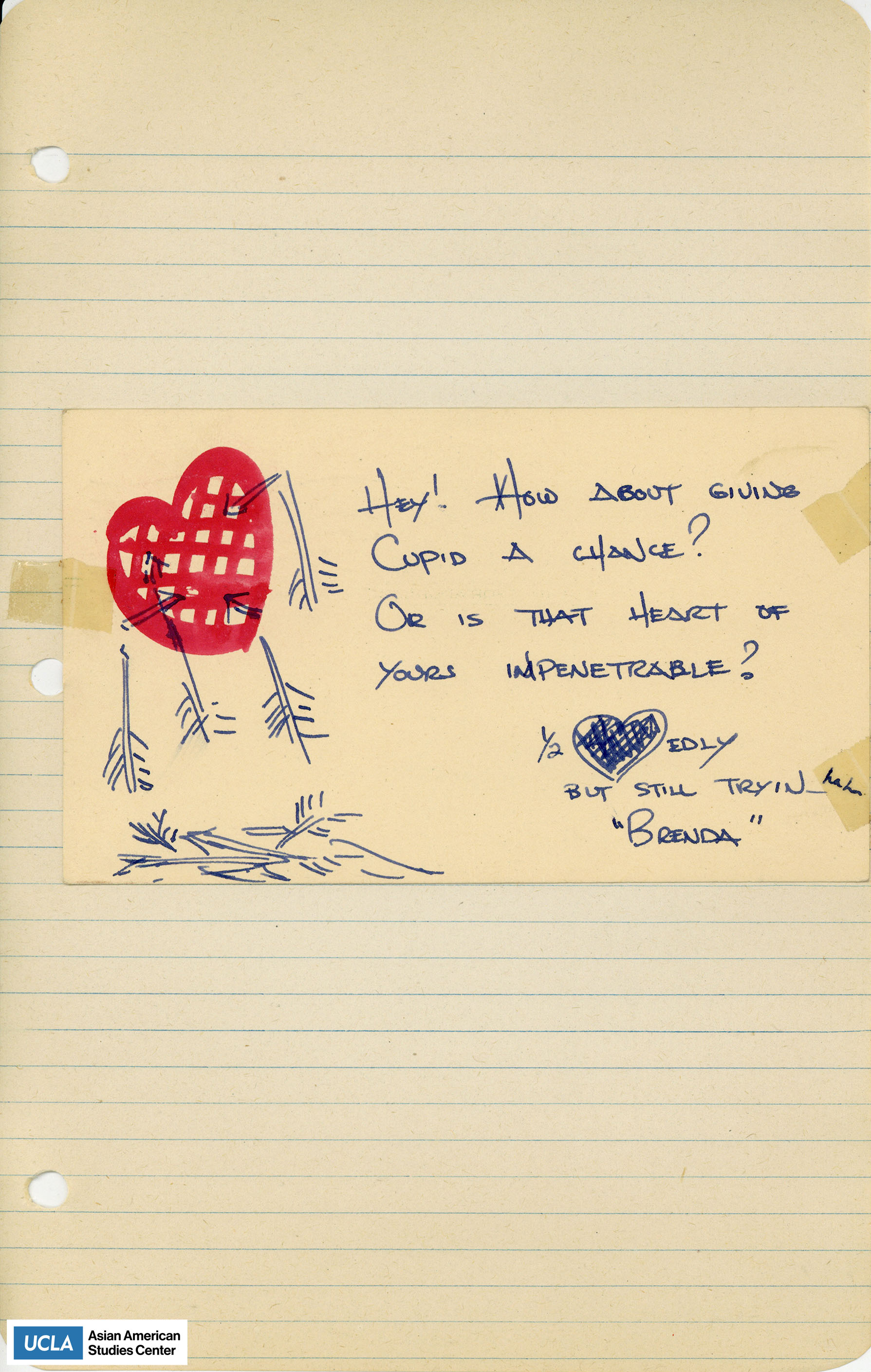 Yuri writes about giving Cupid a chance. It is signed with a name, 