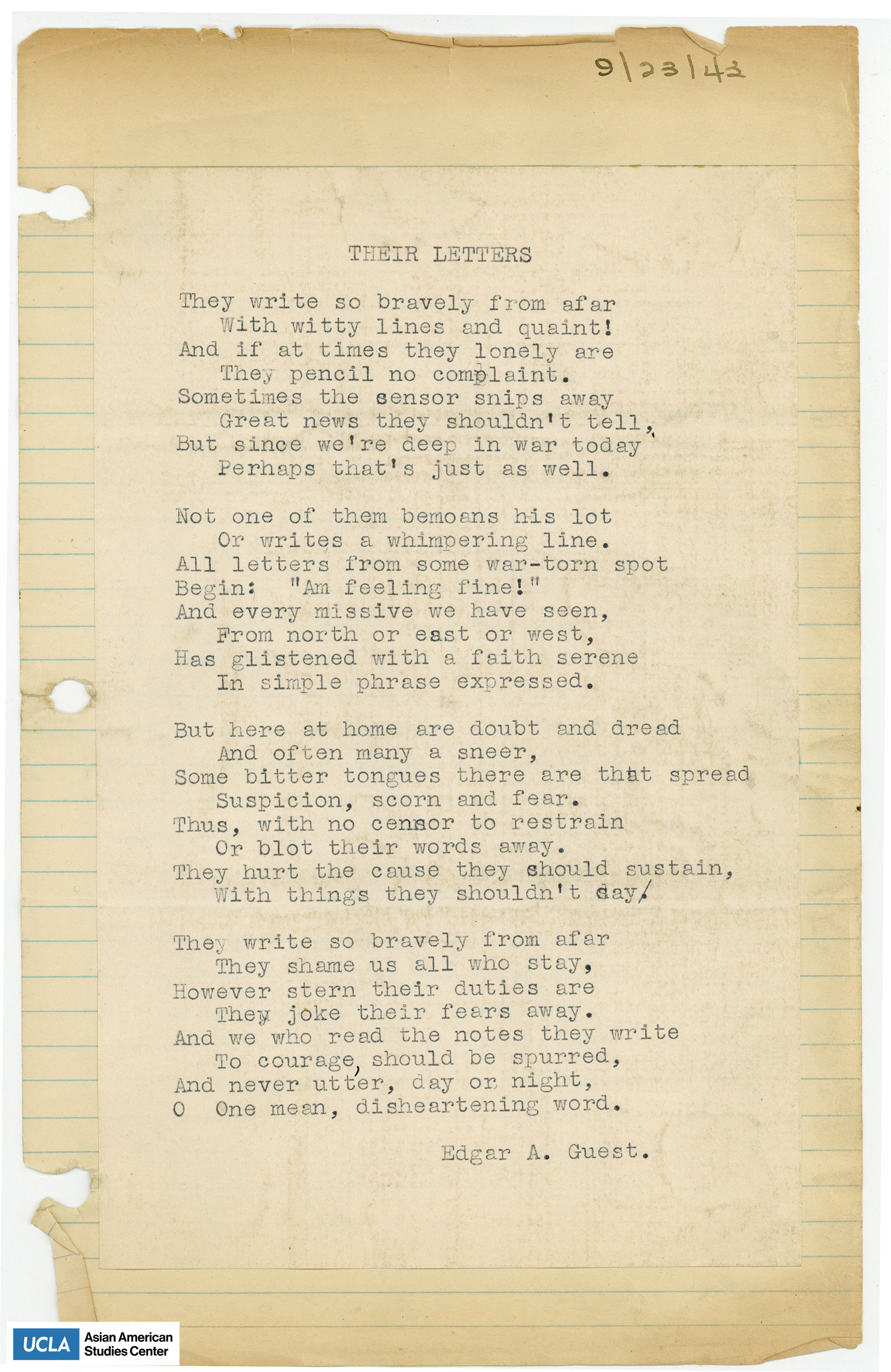 A poem written by Edgar A. Guest titled, 
