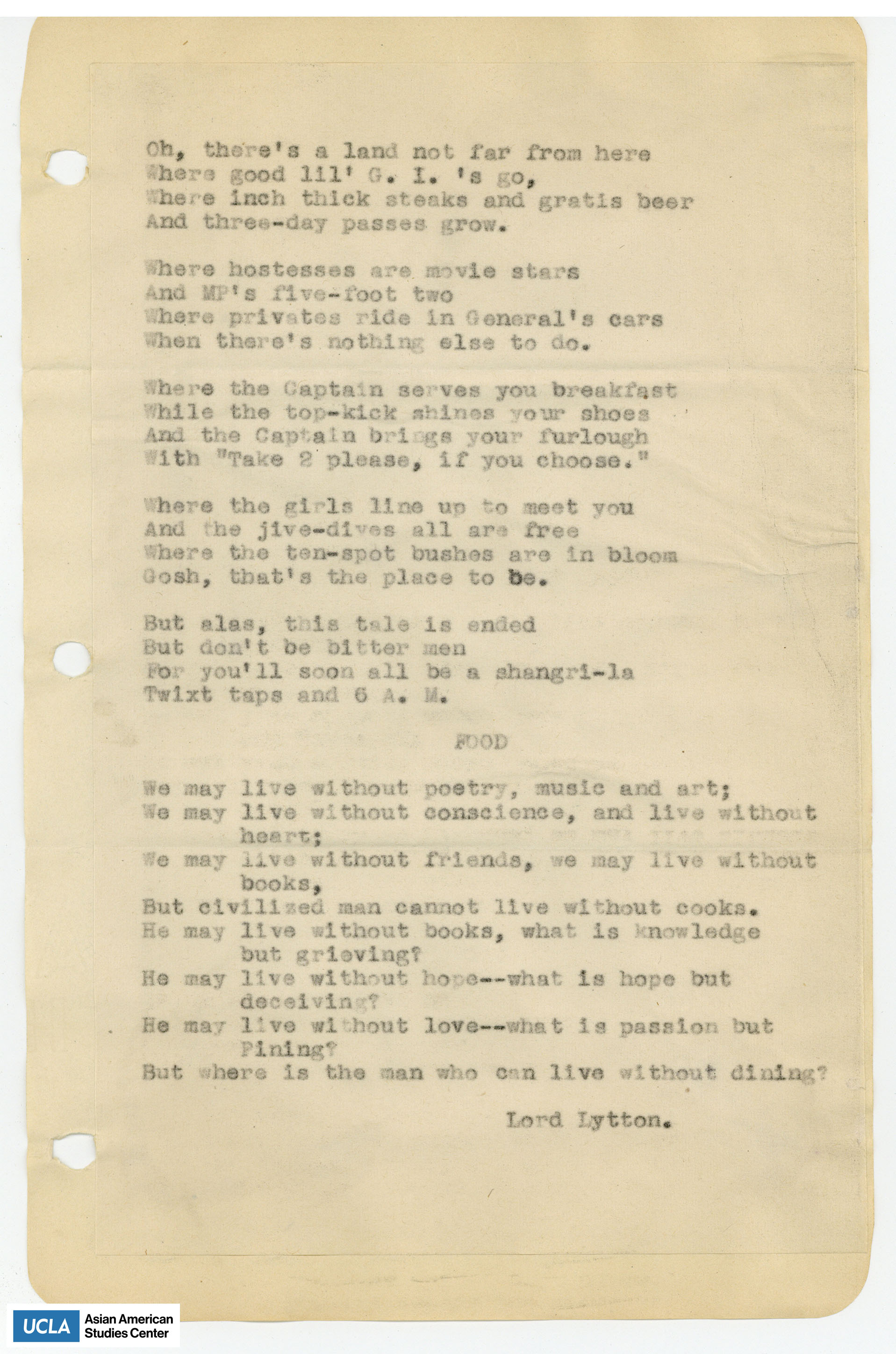 Poem by Lord Lytton.