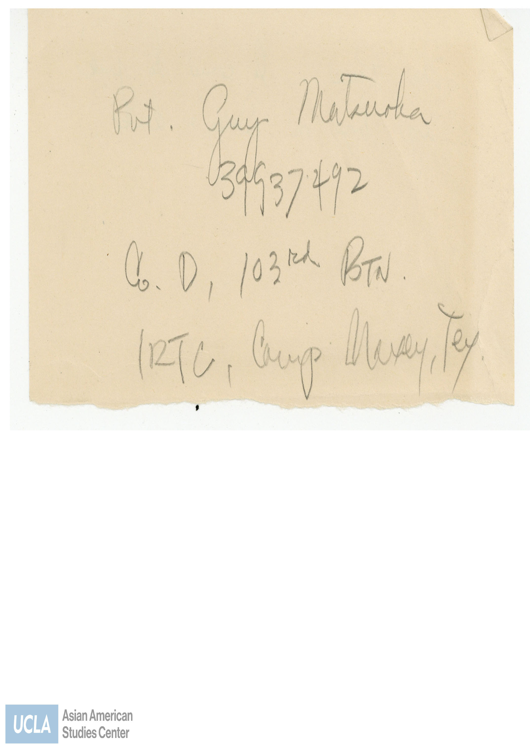 Documents with names Pvt. Guy Matsuoka.