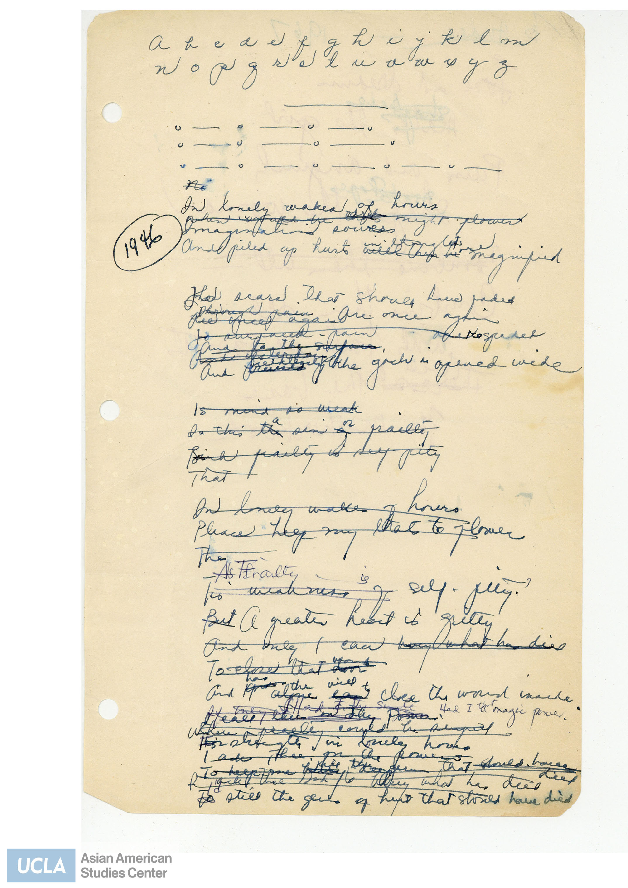Notes with various writings. Includes the beginnings of a letter to Audee in 1967.
