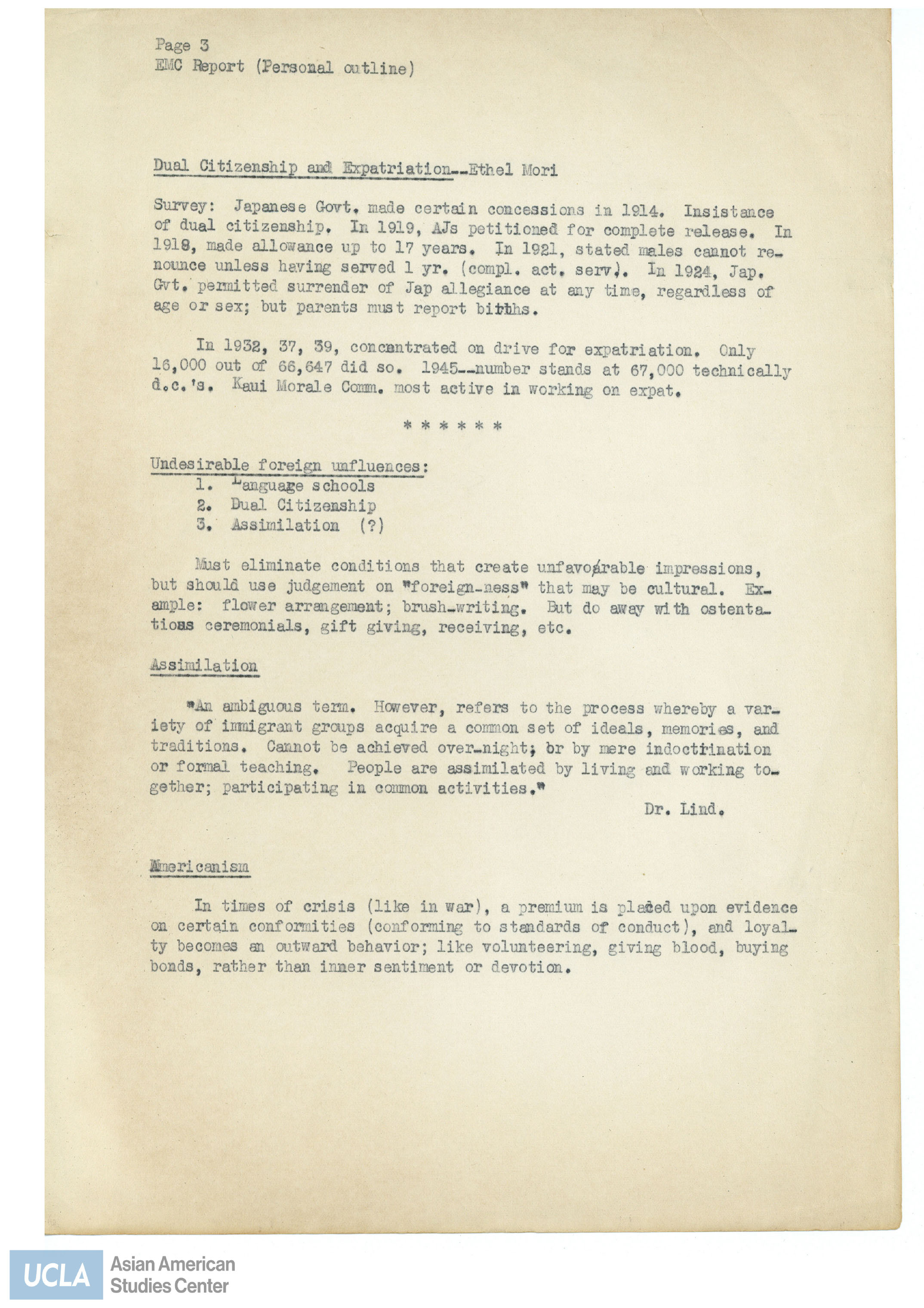 Notes regarding dual citizenship as Japanese Ameicans and veteran benefits.