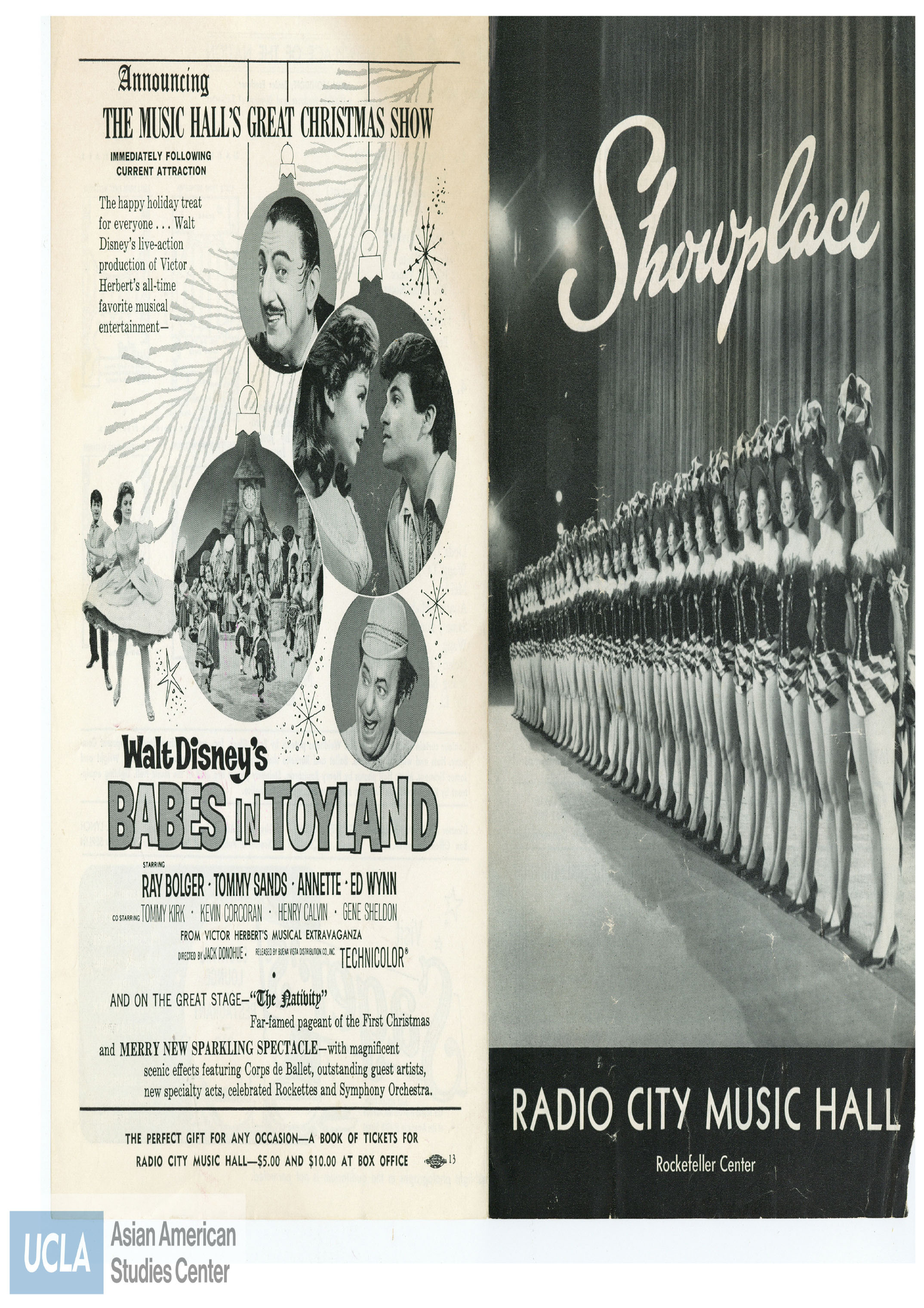 Showplace program pamphlet showcasing artist Nancy Kwan and Myoshi Umeki.