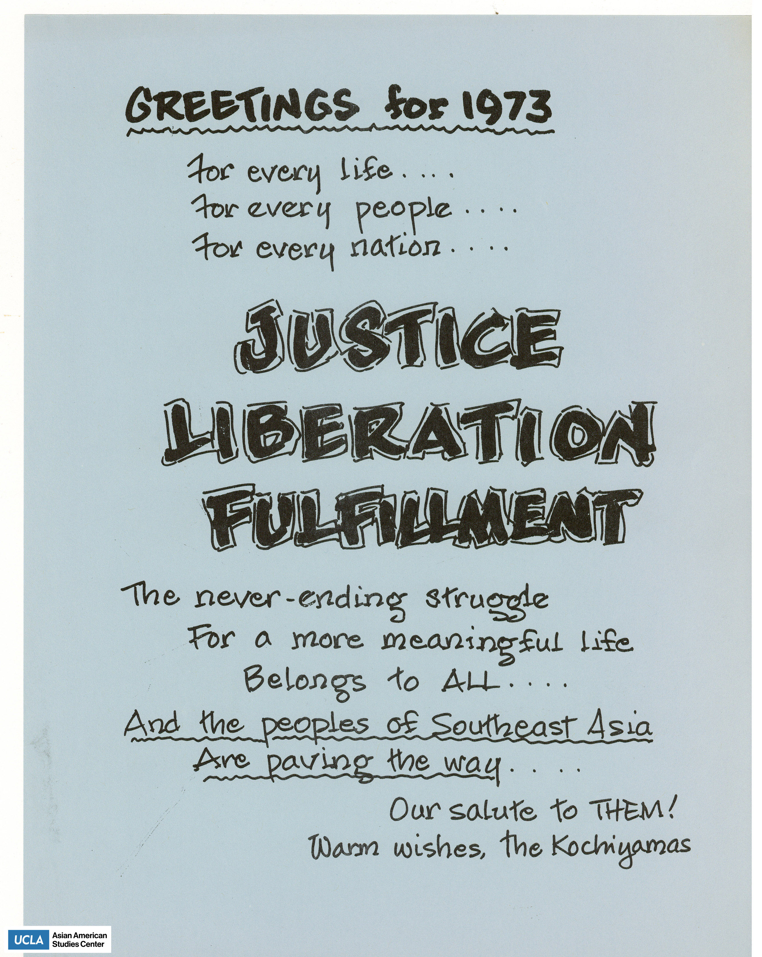 Flyer regarding justice liberation for people of Southeast Asia.