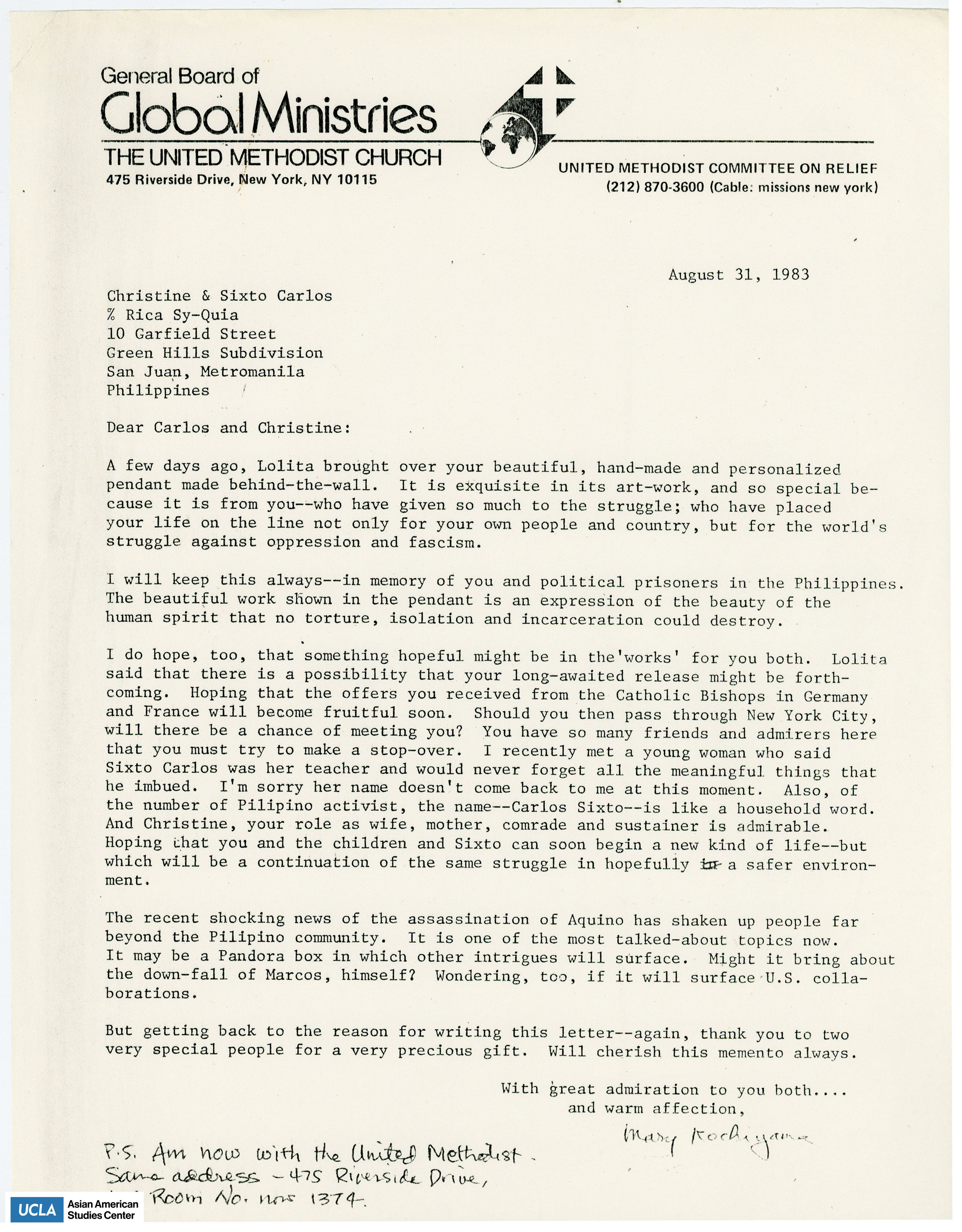 Letter regarding possible release from prison and the possibility of meeting in New York.