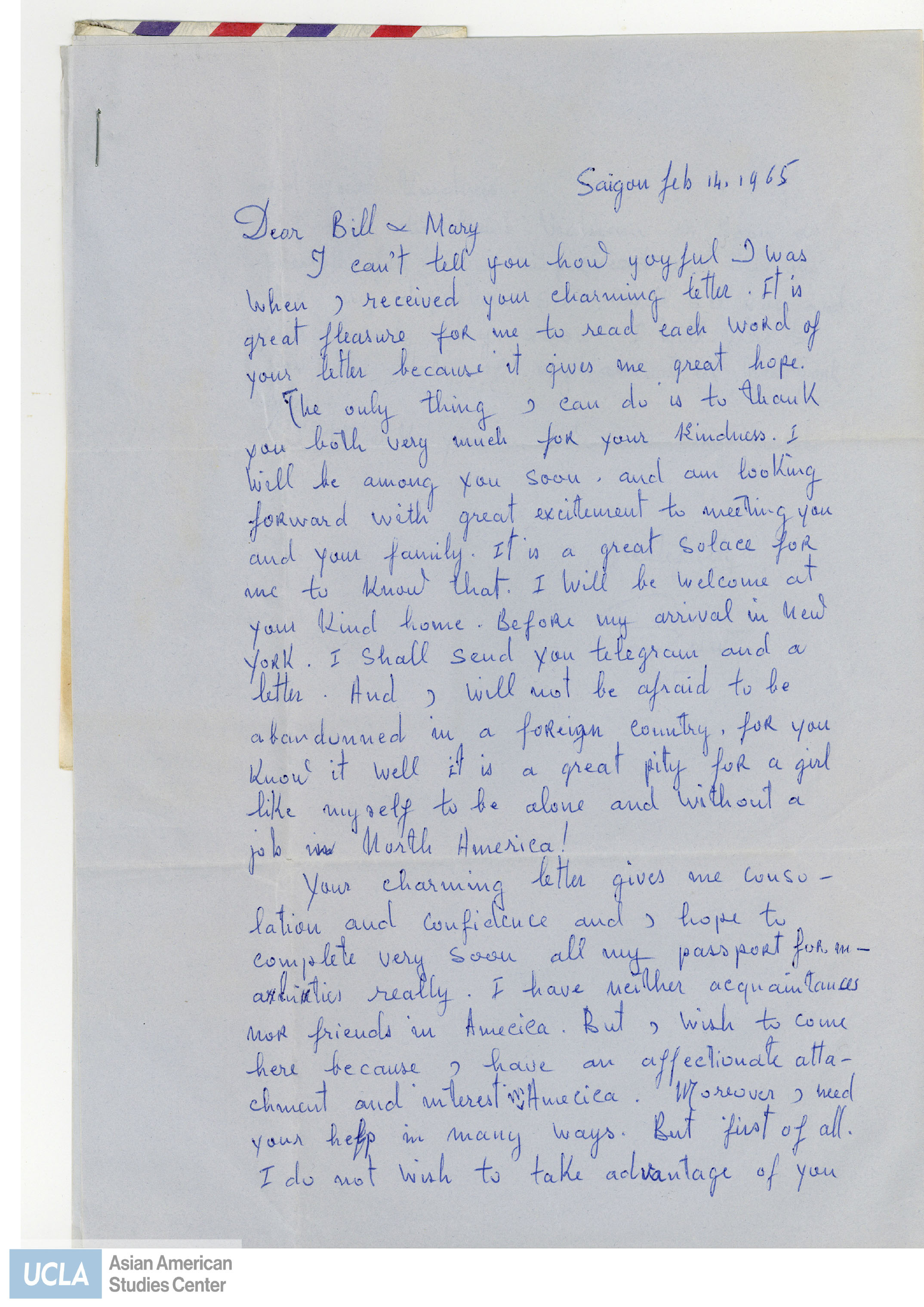 Letter mentions being delighted in receiving Yuri's letter. Plans to visit New York and meet Yuri.
