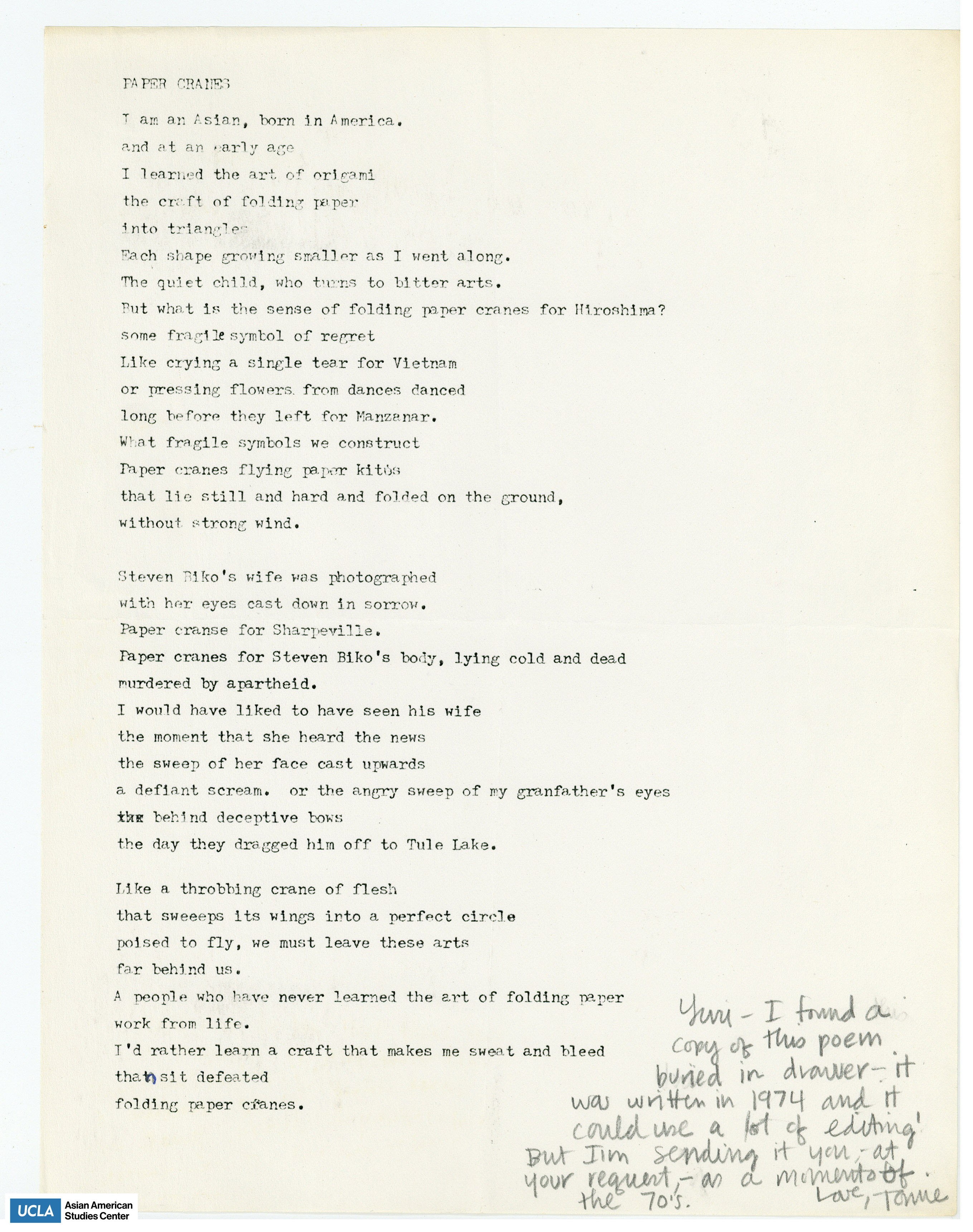 Poetry titled, 