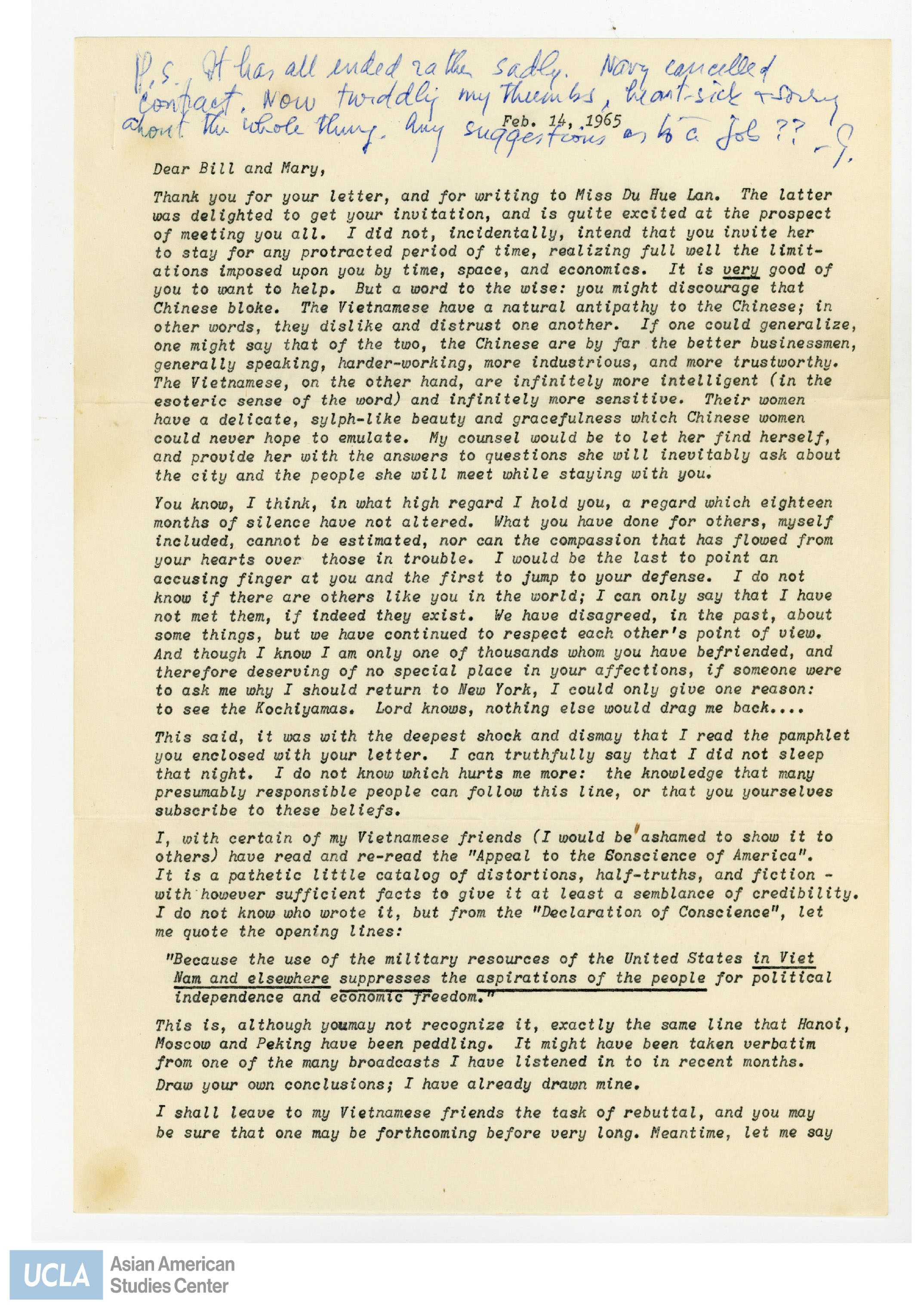 George writes of his disagreement with Bill and Yuri's stance in the withdrawal of American troops in Vietnam and the end of the Vietnam War.