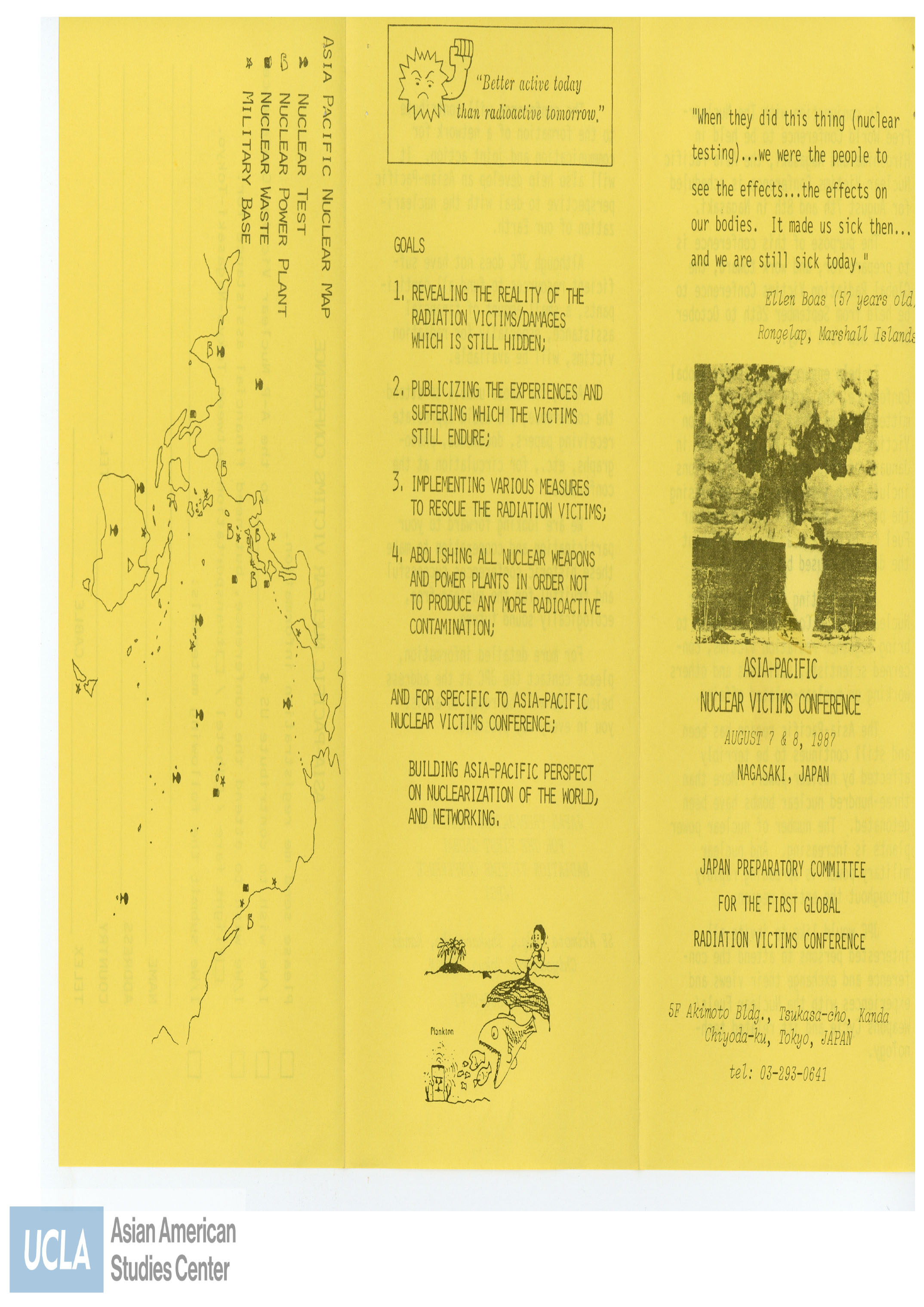 Pamphlet regarding the Asia-Pacific Nuclear Victims Conference and the purpose of the conference.
