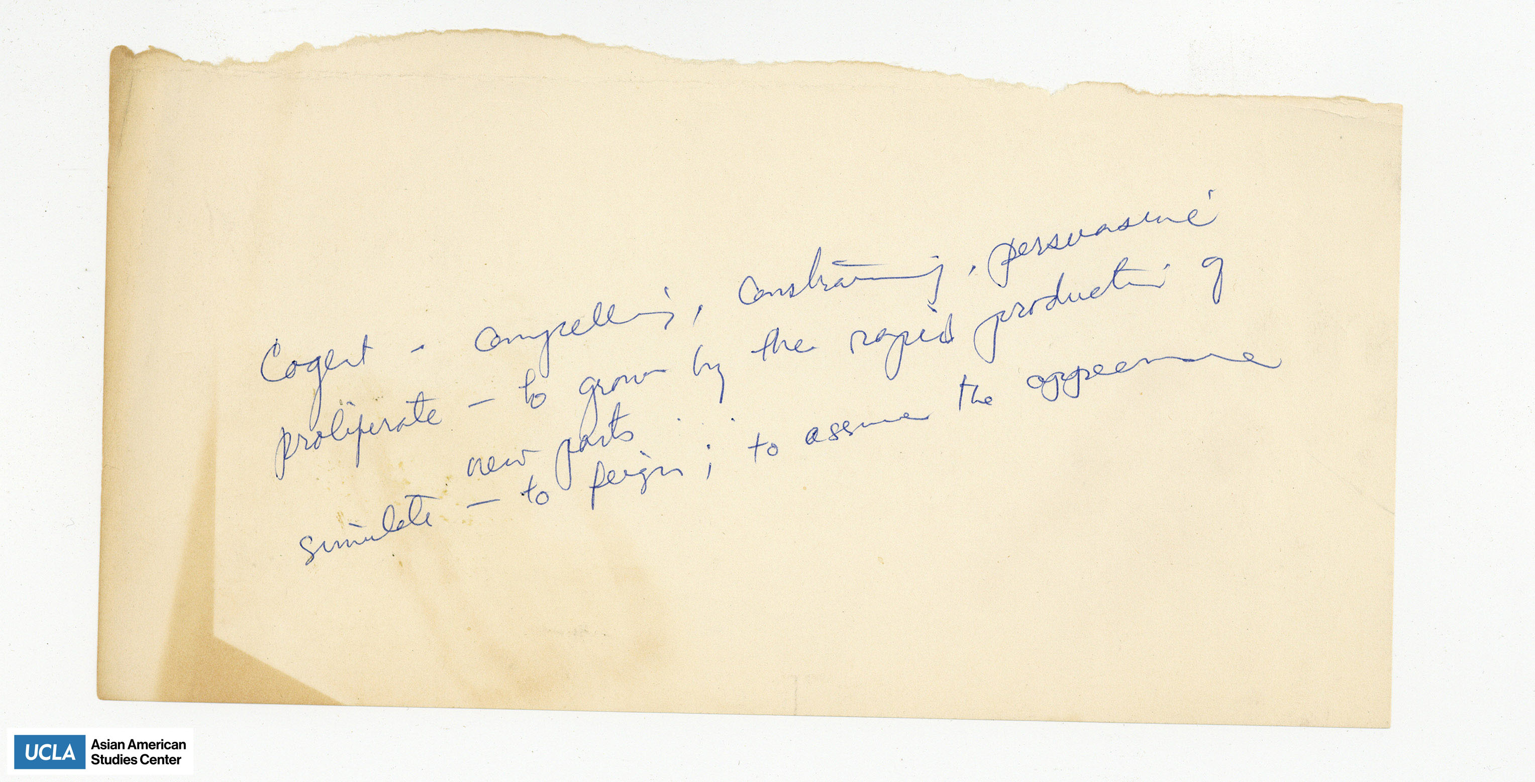 Definition of words cogent, proliferate, and simulate.