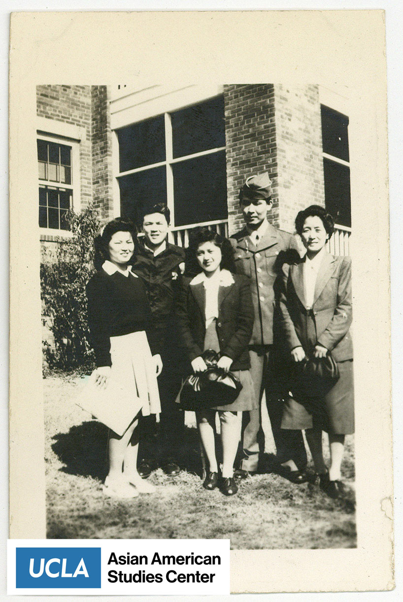 Tsuma Nakahara stand on far right with young Nisei.
