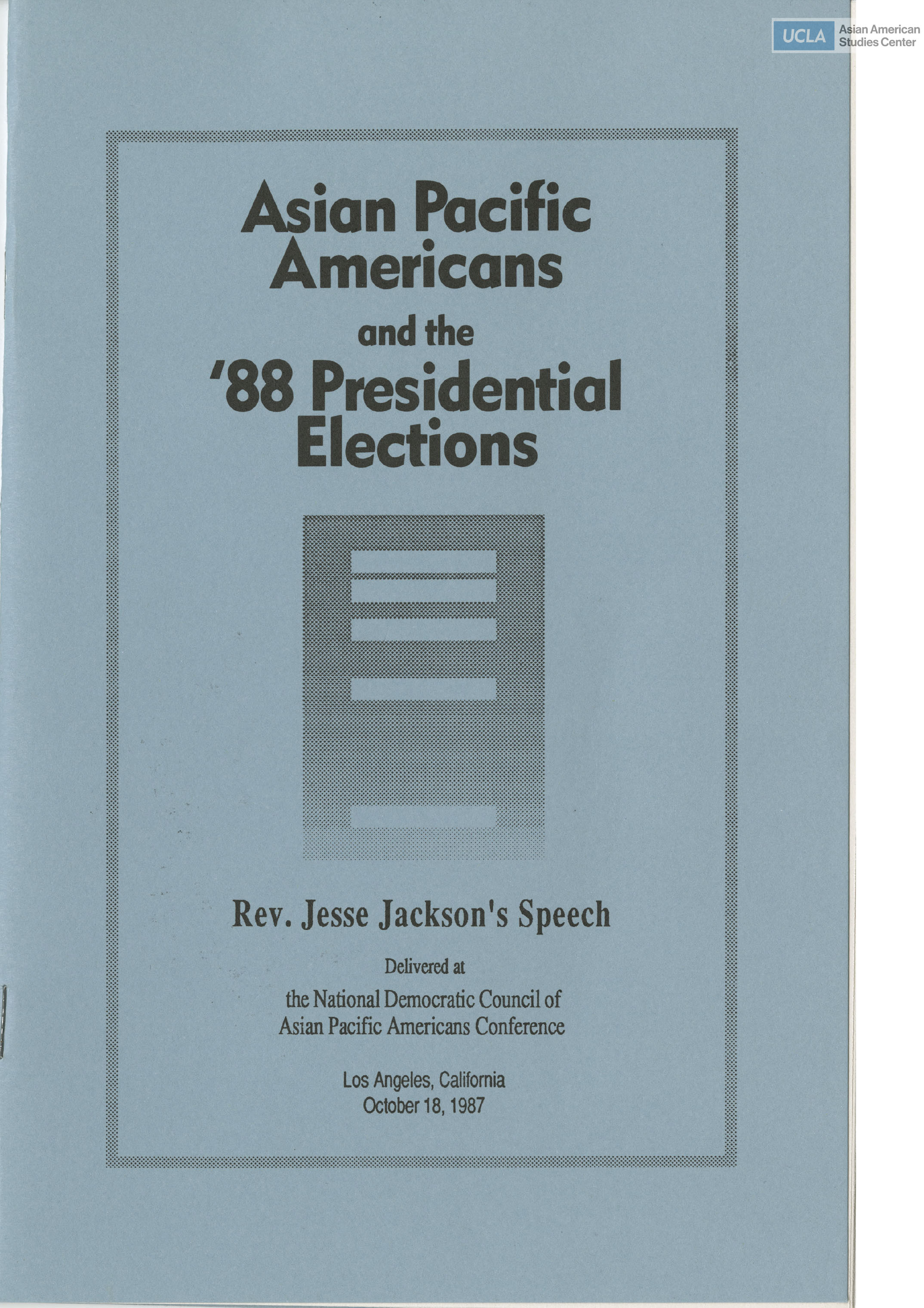 Jesse Jackson delivers speech at National Democratic Council of Asian Pacific Americans Conference.