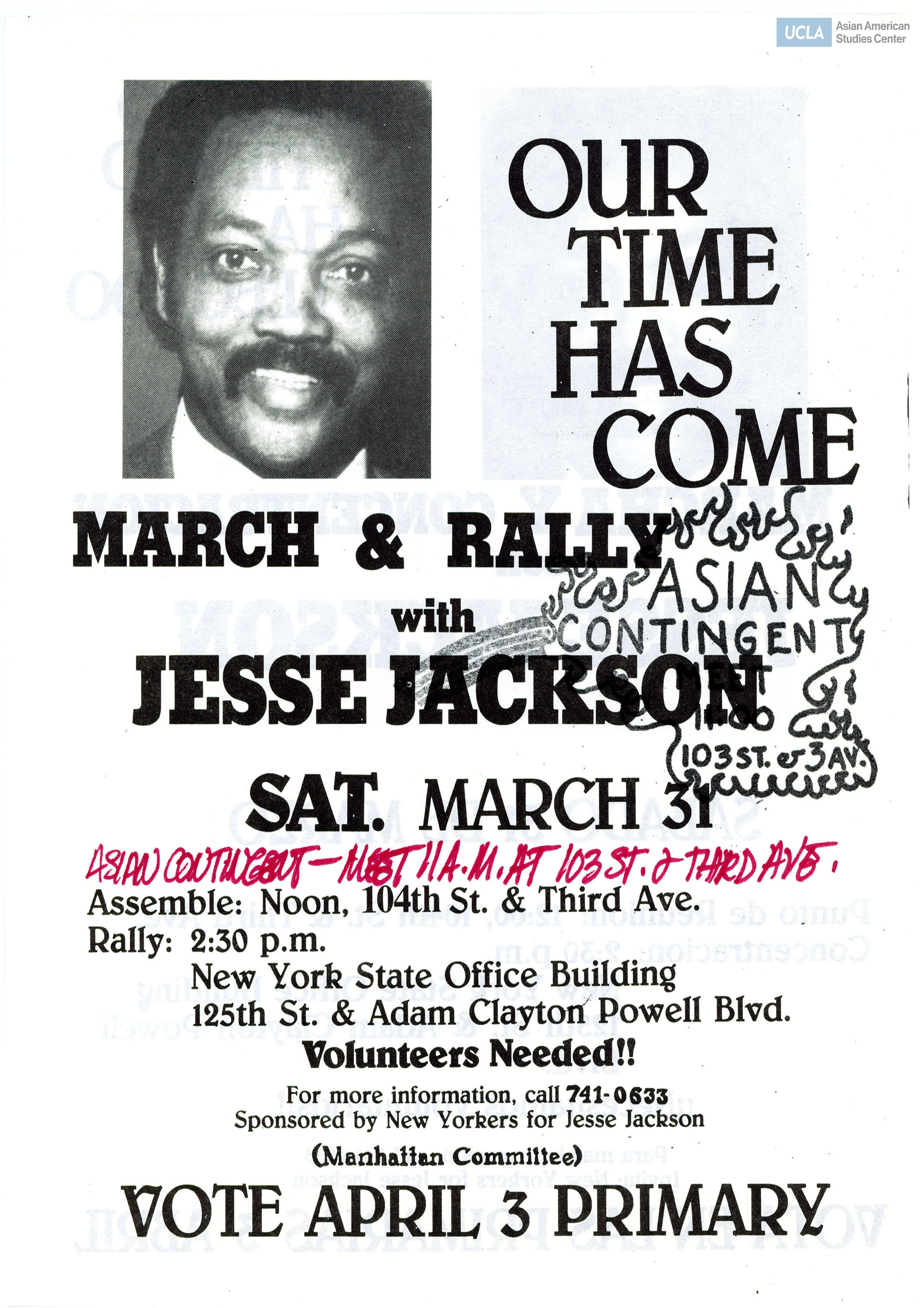 March and rally flyer for presidential candidate Jesse Jackson.
