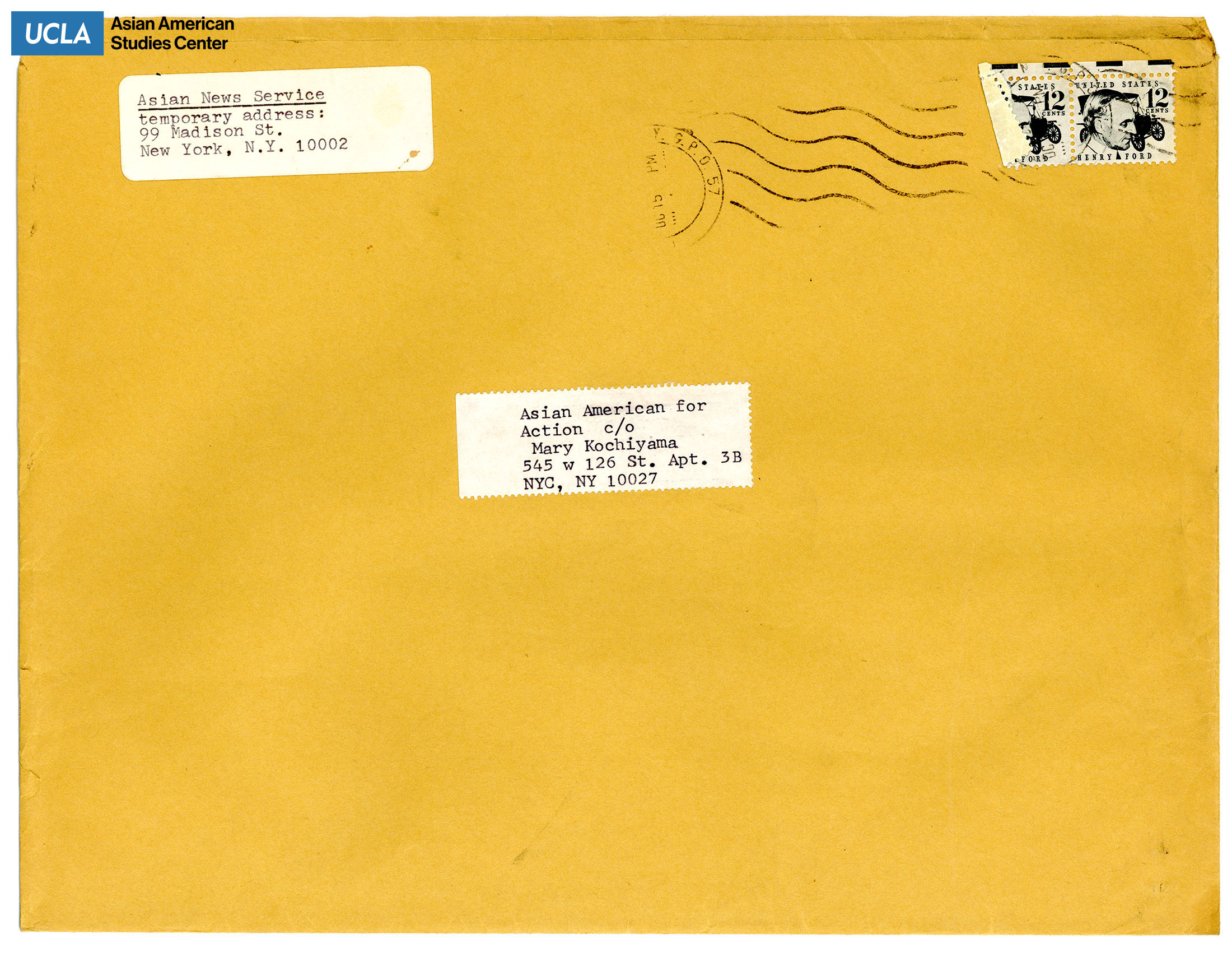 Envelope from Asian News Service to Asian Americans for Action.