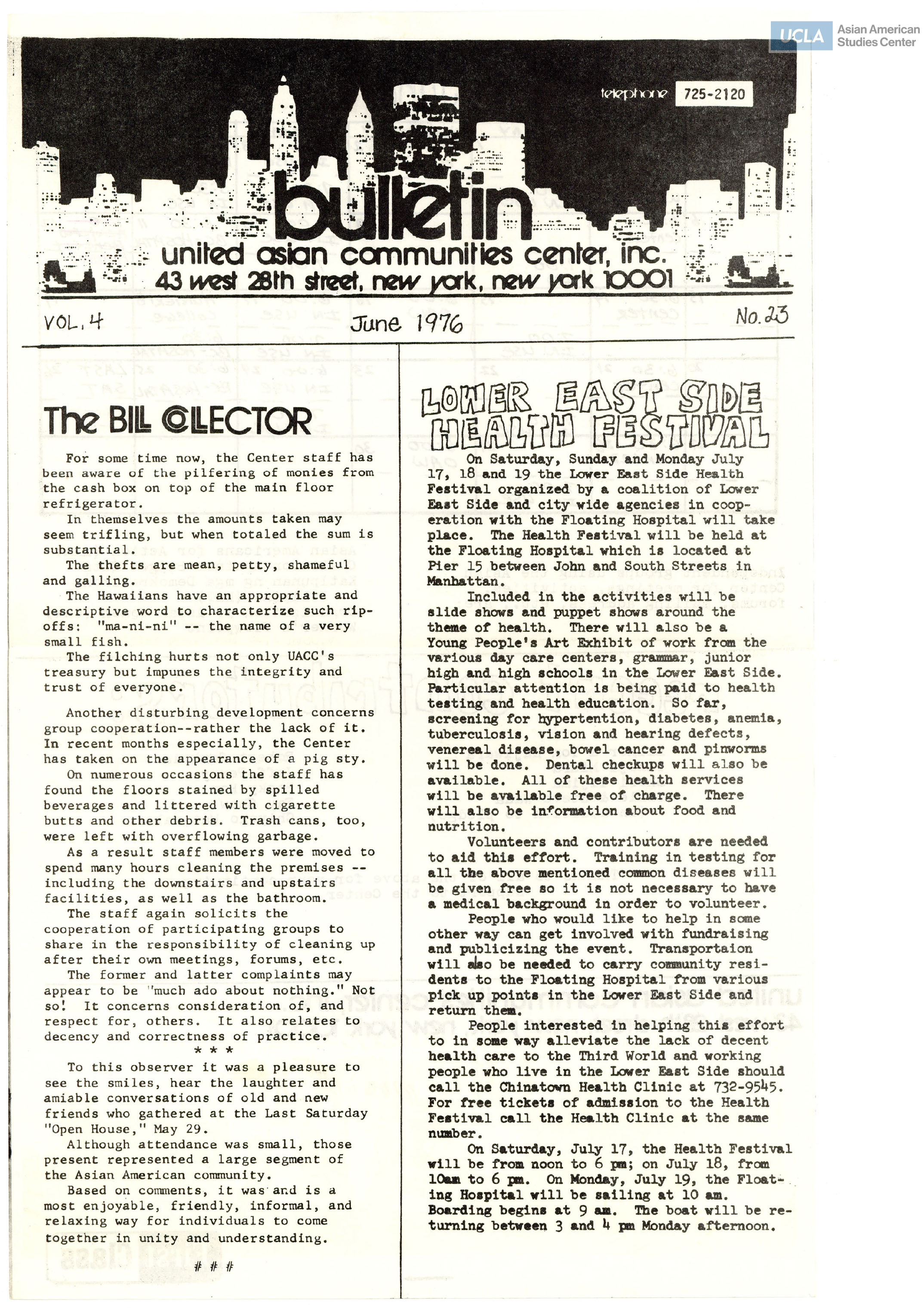 Bulletin by the United Asian Communities, Inc.