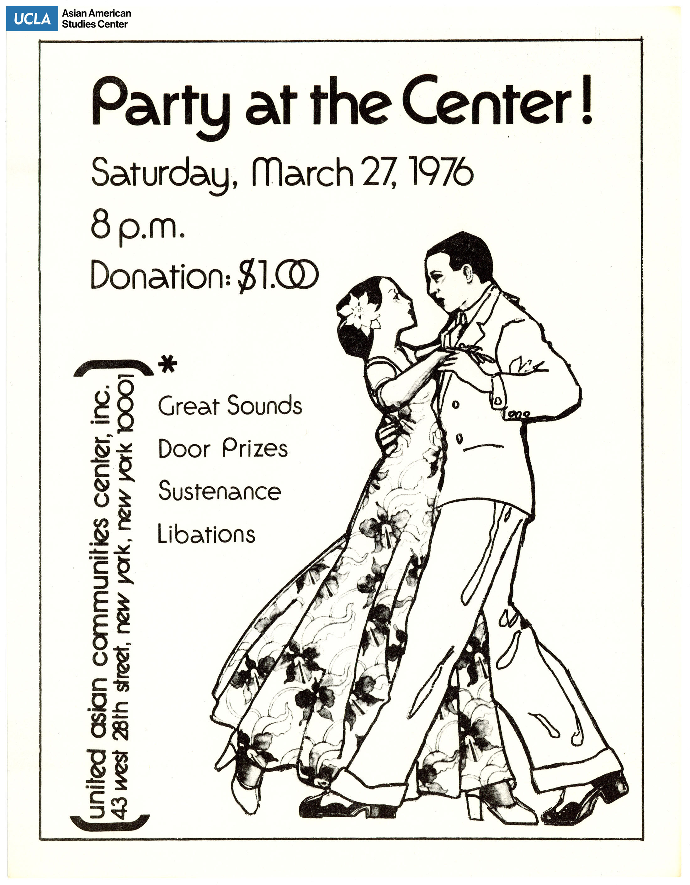 Flyer regarding a party at the New York Asian American Center.