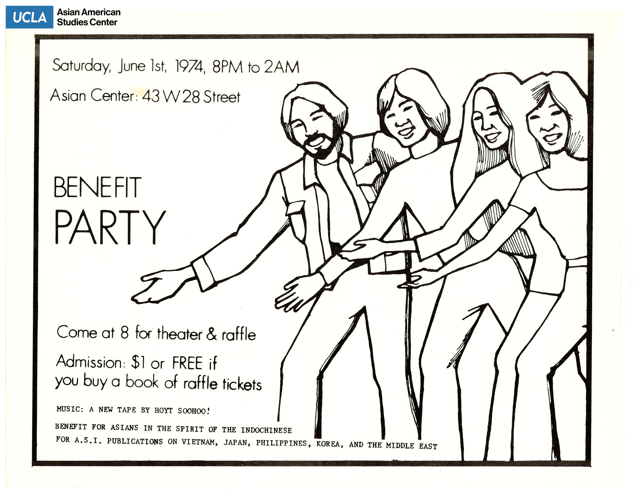 Flyer for benefit event at the Asian Center. Benefit for Asians in the Spirit of the Indochinese.