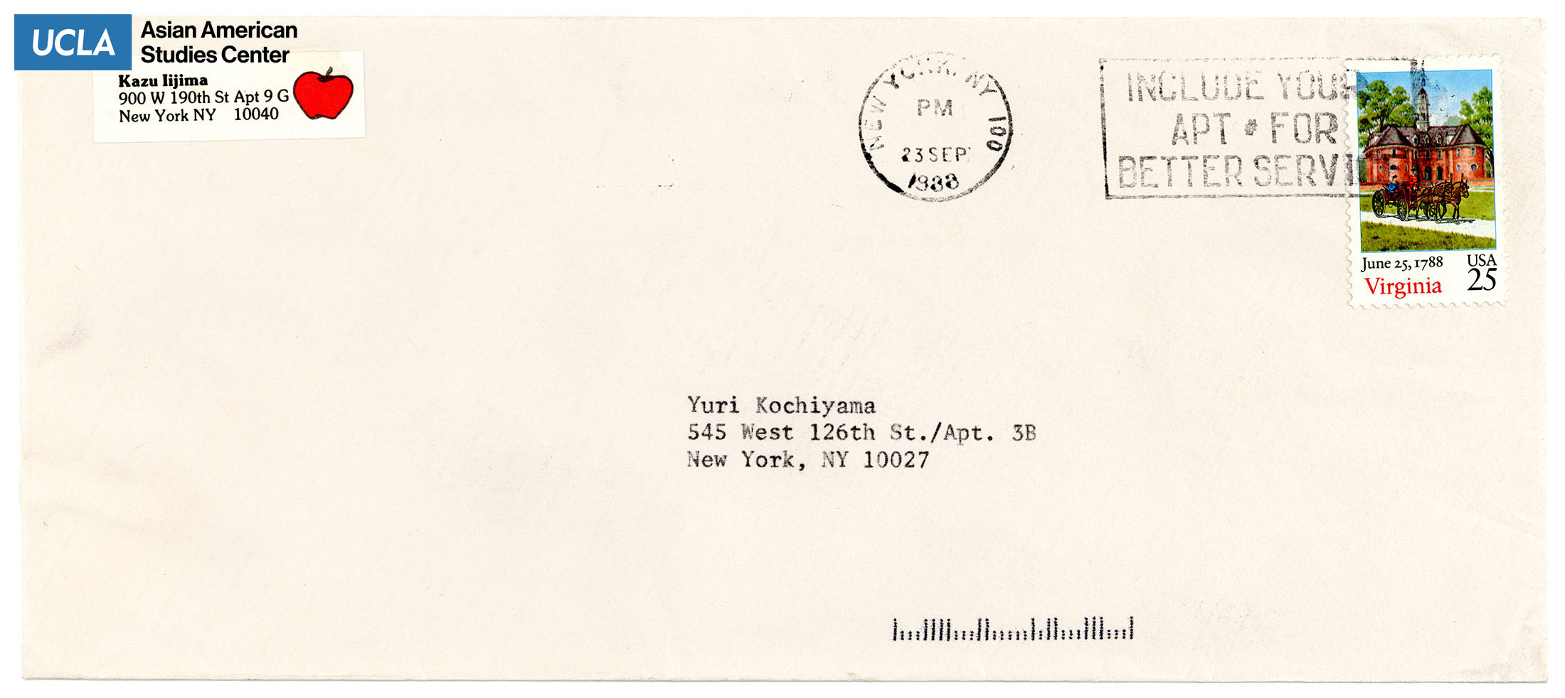 Envelope addressed to Yuri from Kazu Iijima.