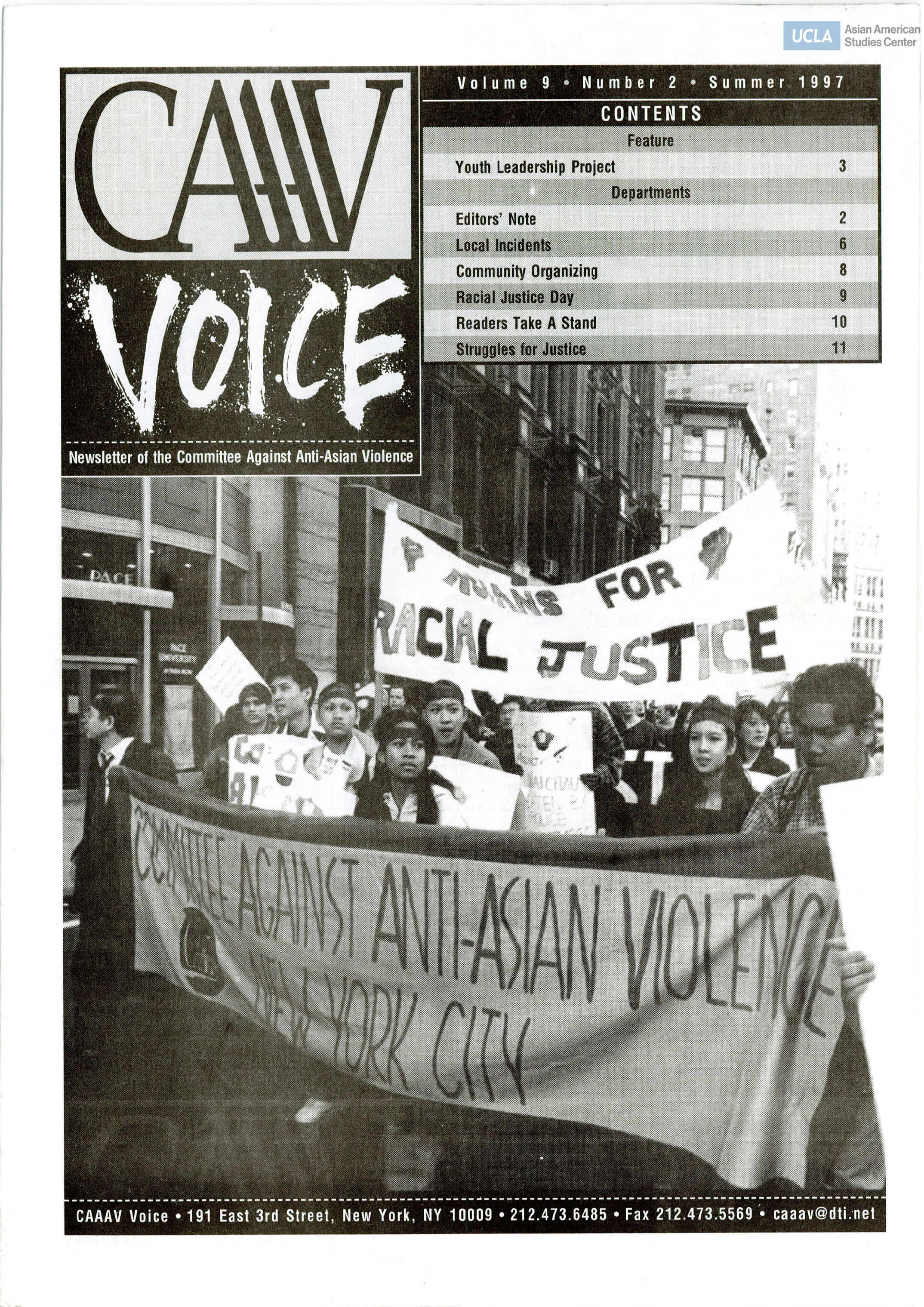 Newsletter regarding the Committee Against Anti-Asian Violence (CAAAV).