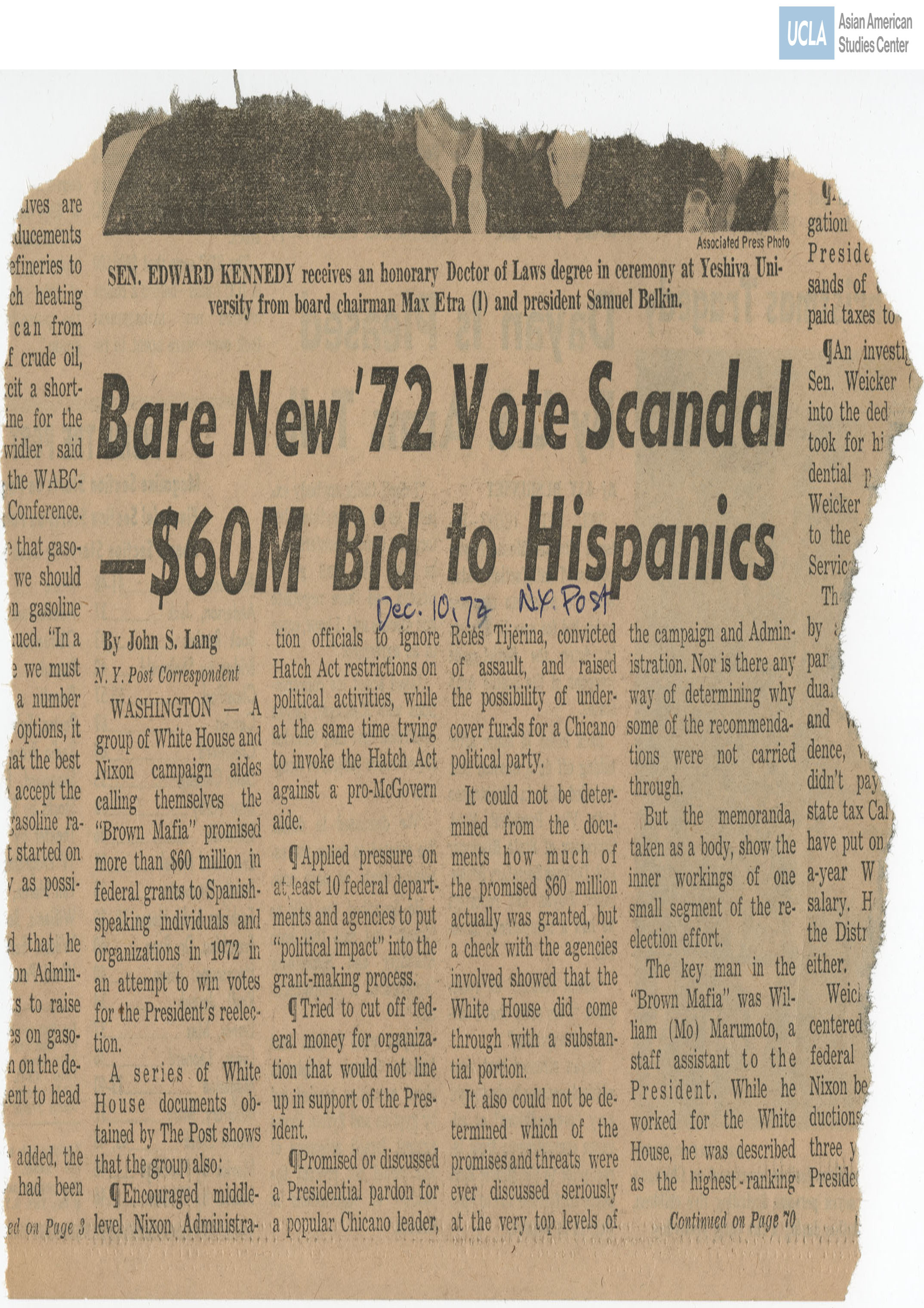 Headline Bare New '72 Vote Scandal - $60M Bid to Hispanics.