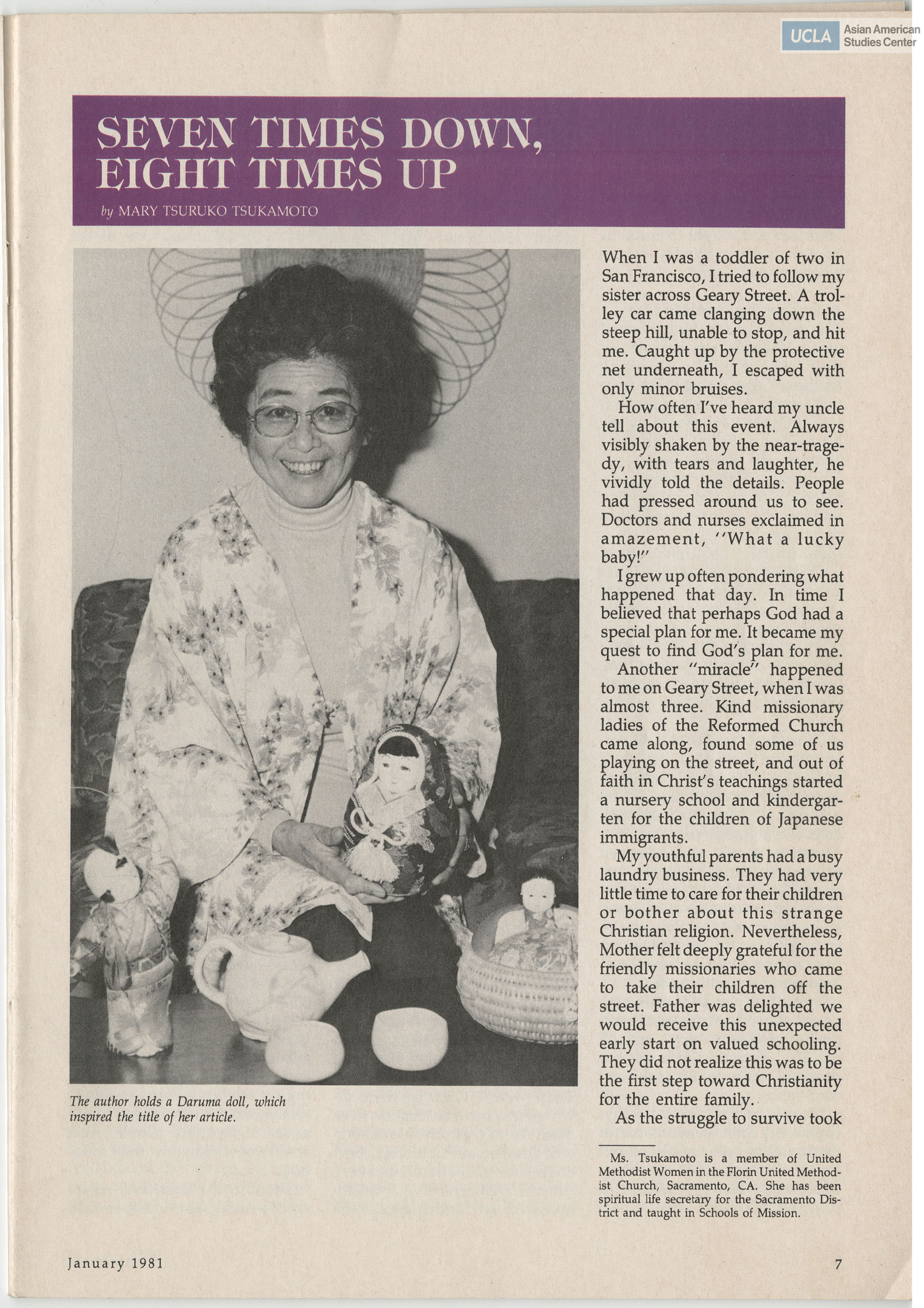 Mary Tsuruko Tsukamoto writes in Response Magazine titled, 
