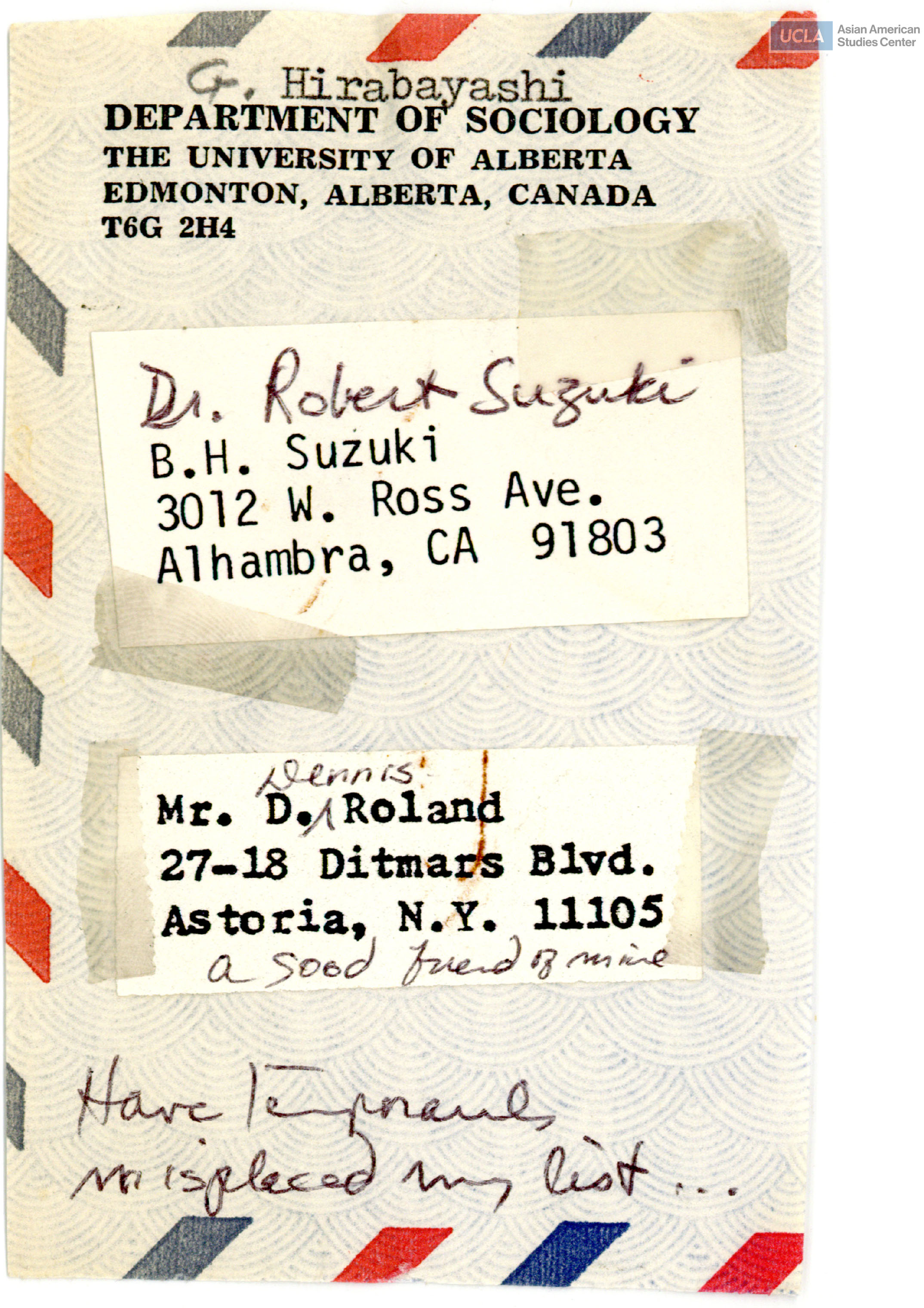 Letter addressed to Yuri and Bill Kochiyama. Includes leaflet for lodging and addresses.