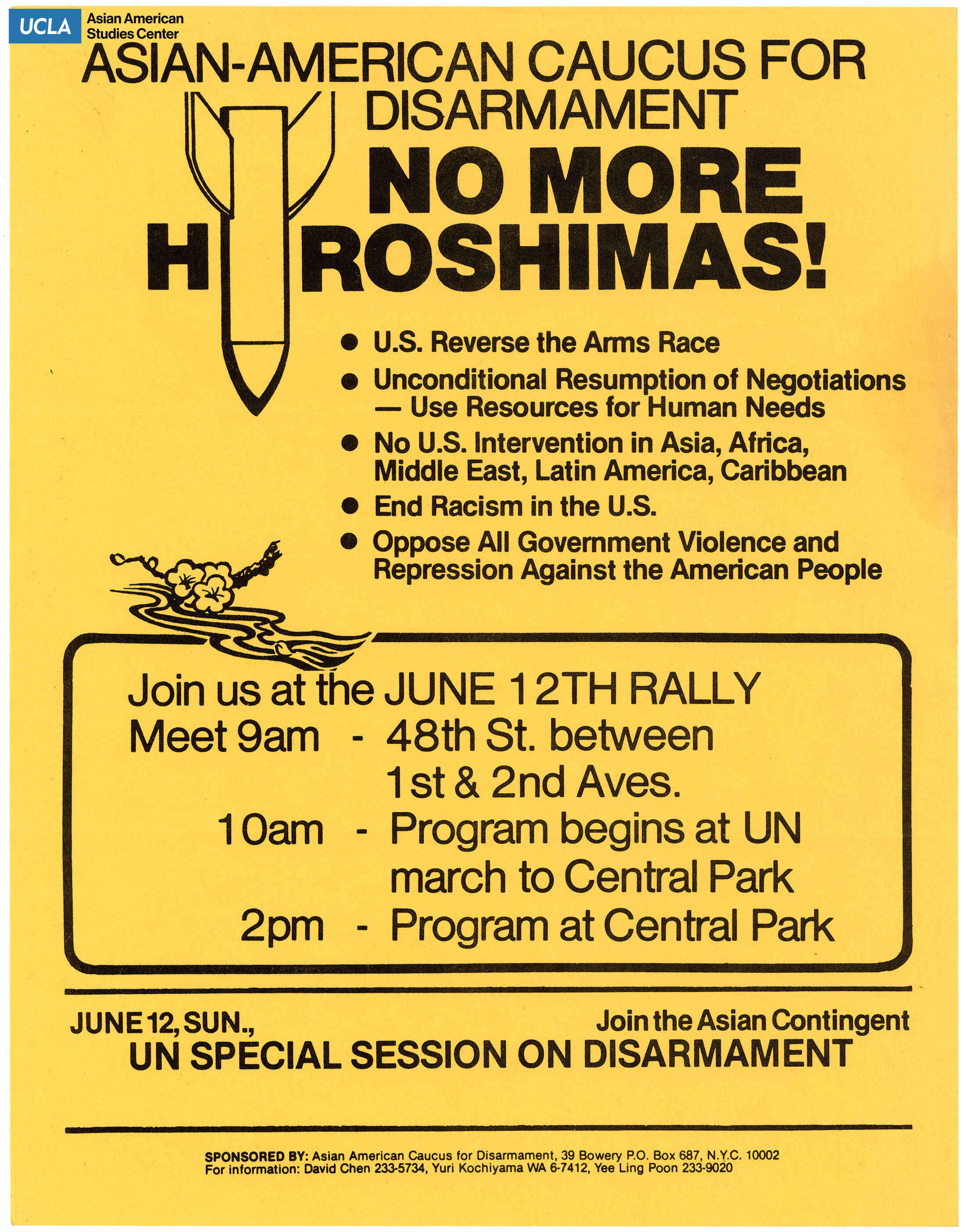 Flyer regarding June 12th Rally on nuclear disarmament. Fyer is titled, 