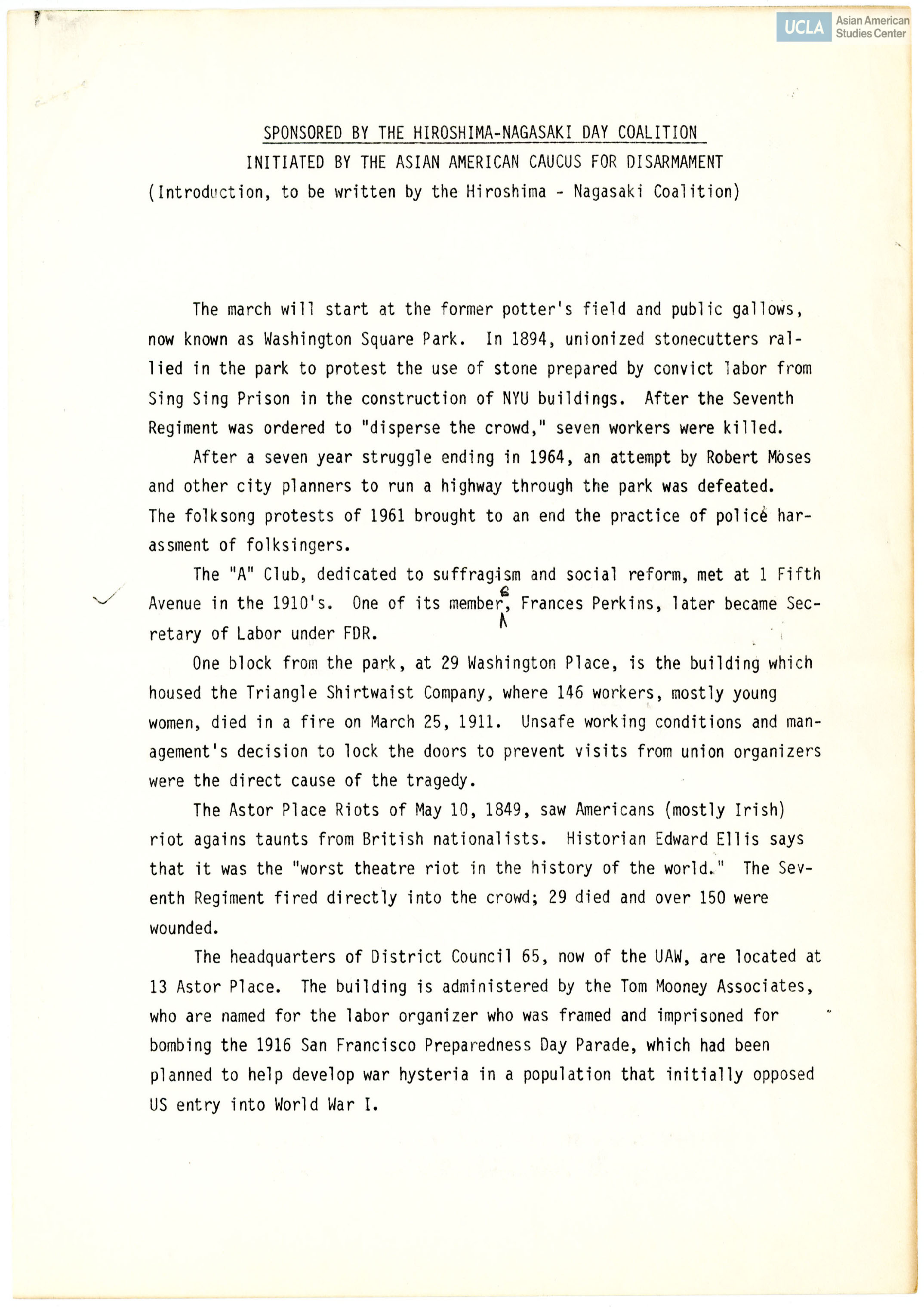 A brief history working conditions of union workers.