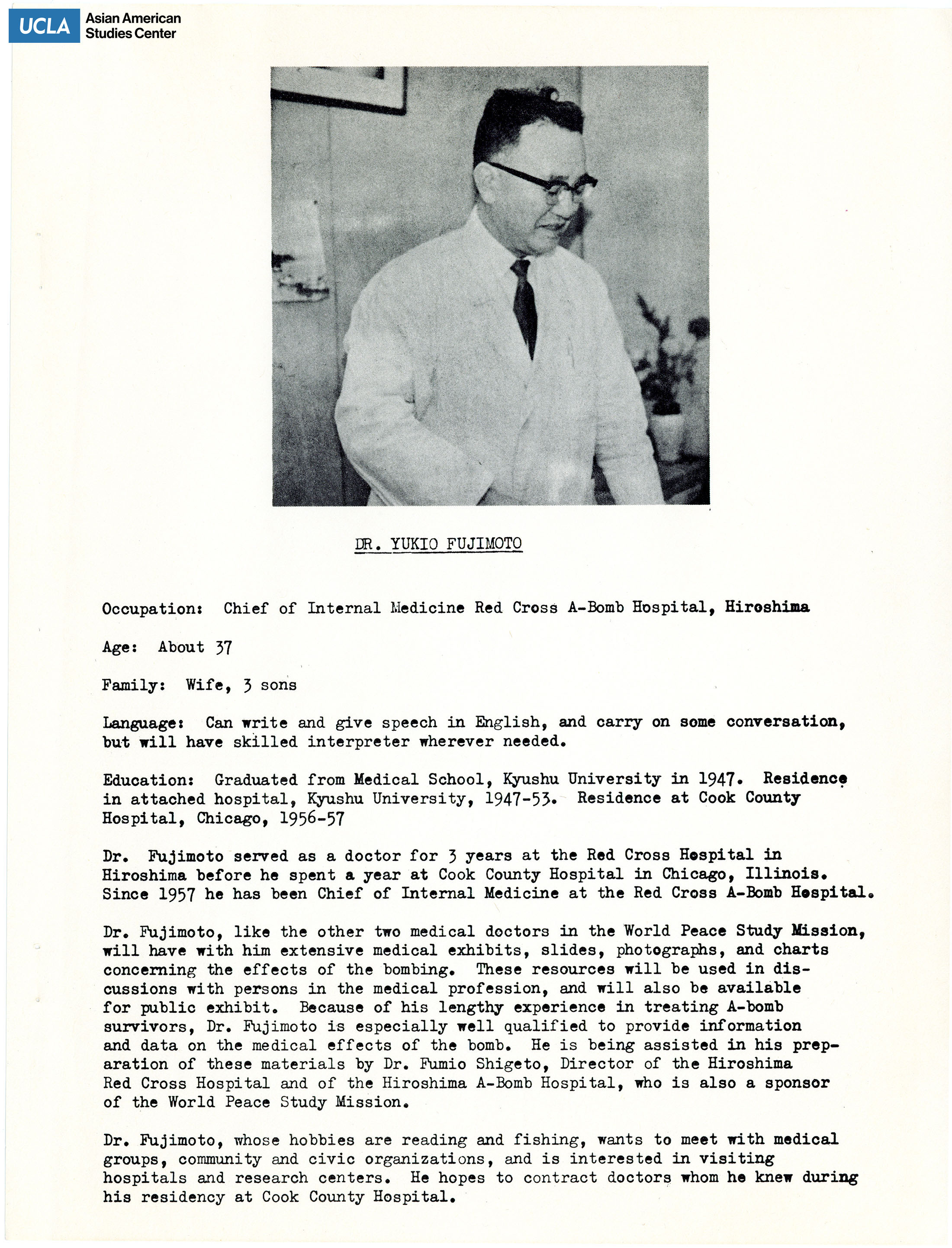 The hibakusha delegates' biopgrahy. Includes picture of delegates and short biography.