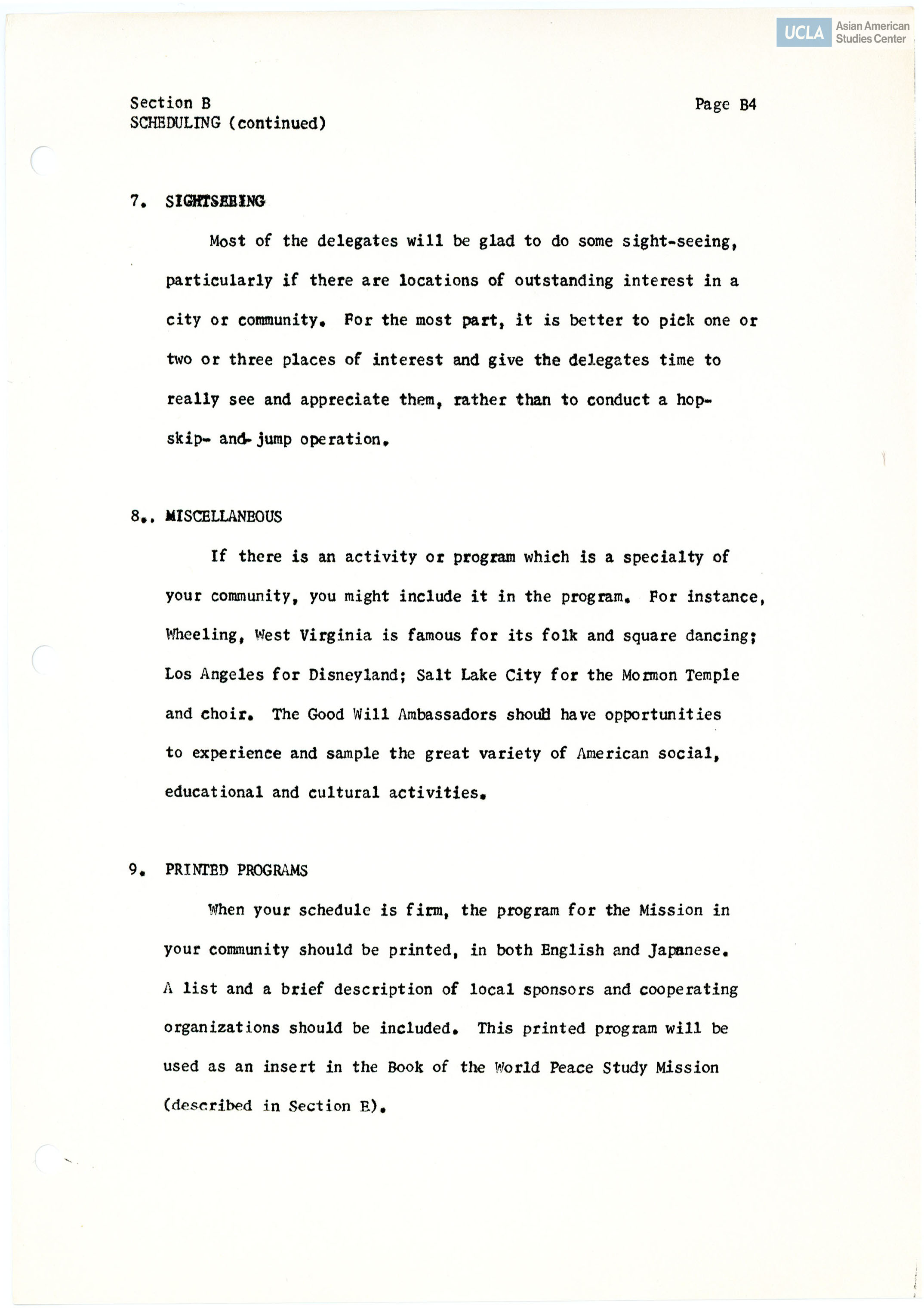 Pamphlet regarding scheduling to help the organization of a planning committee.