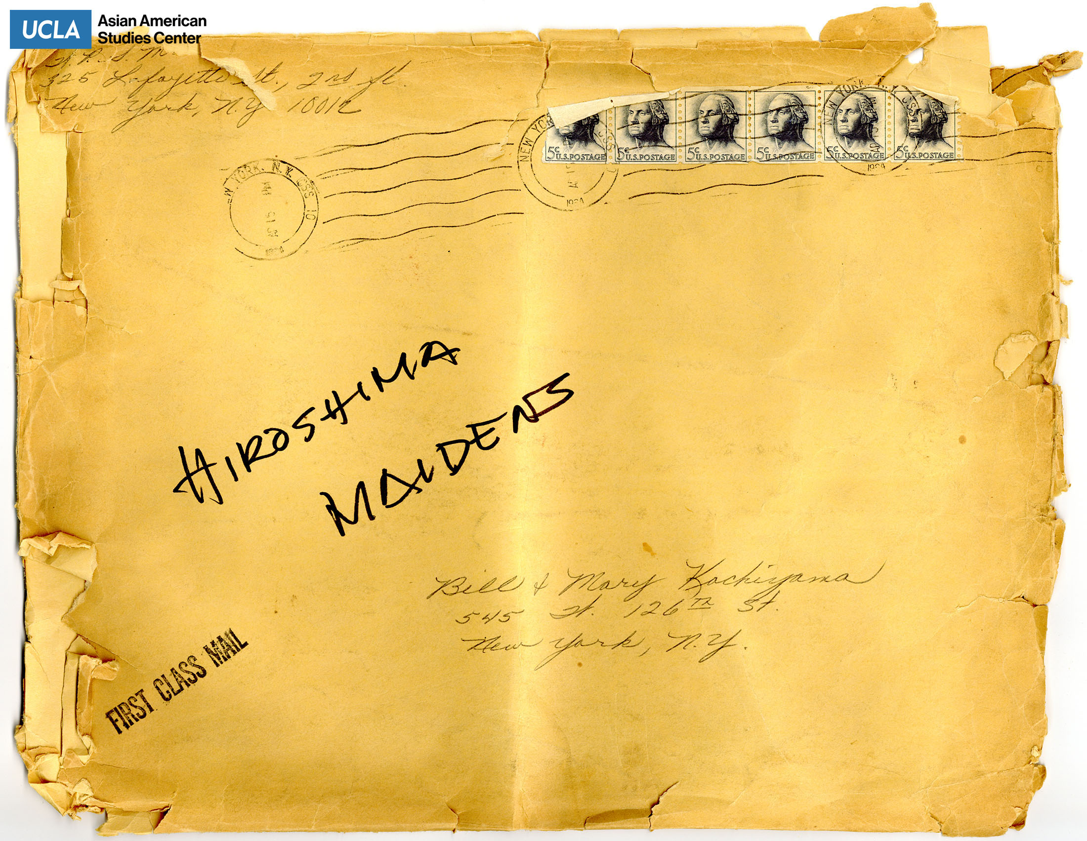 Envelope addressed to Bill and Yuri Kochiyama. Postmarked on 1964.