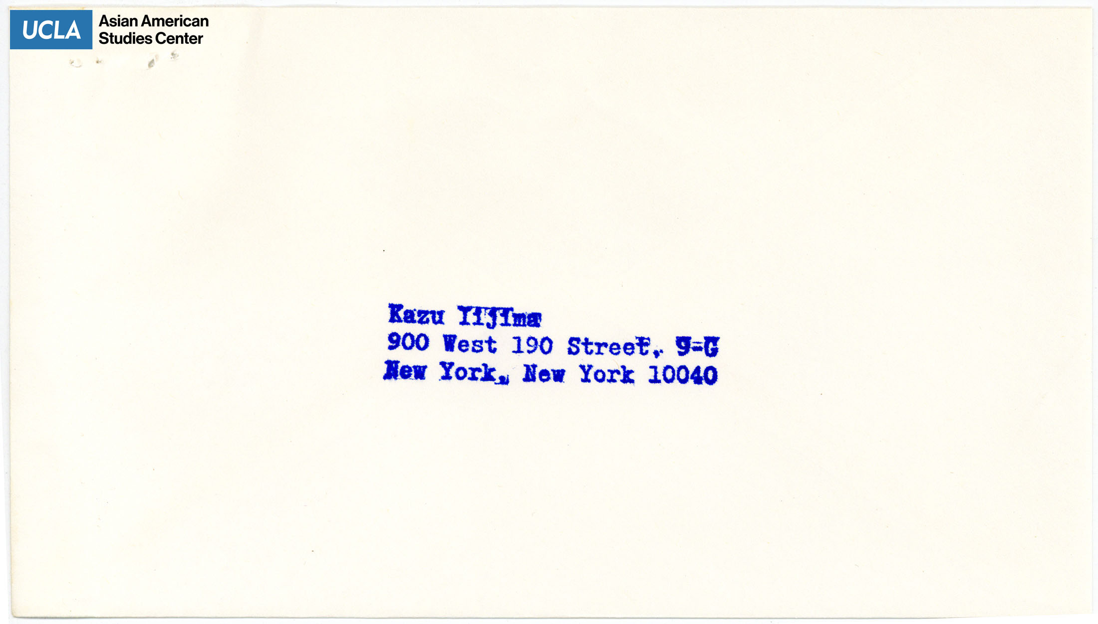 Envelope addressed to Kazy Iijima with mailing address in New York.