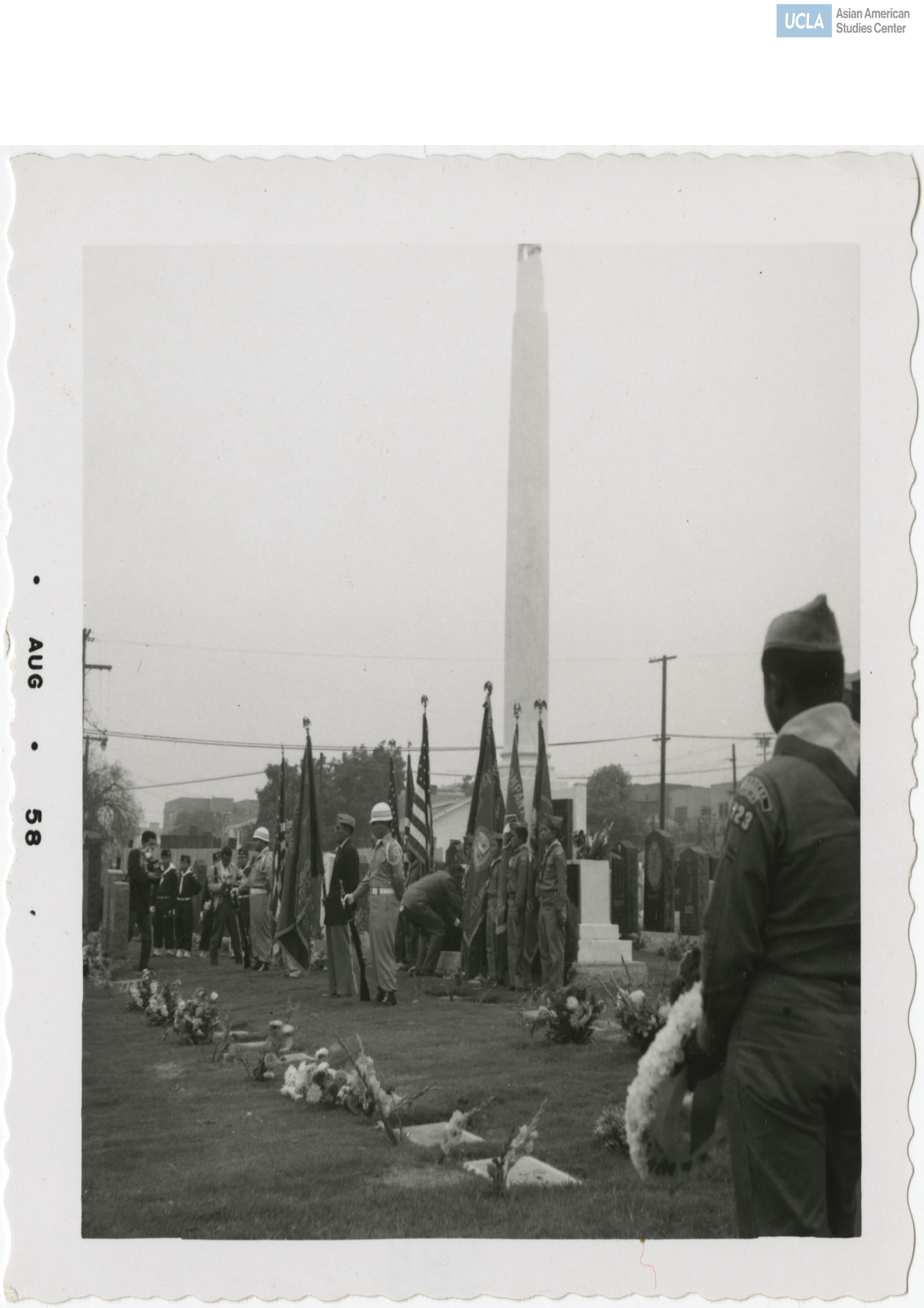Ceremony infront of the 442nd Regimental Combat monument at Evergreen Cemetary in Los Angeles, California.