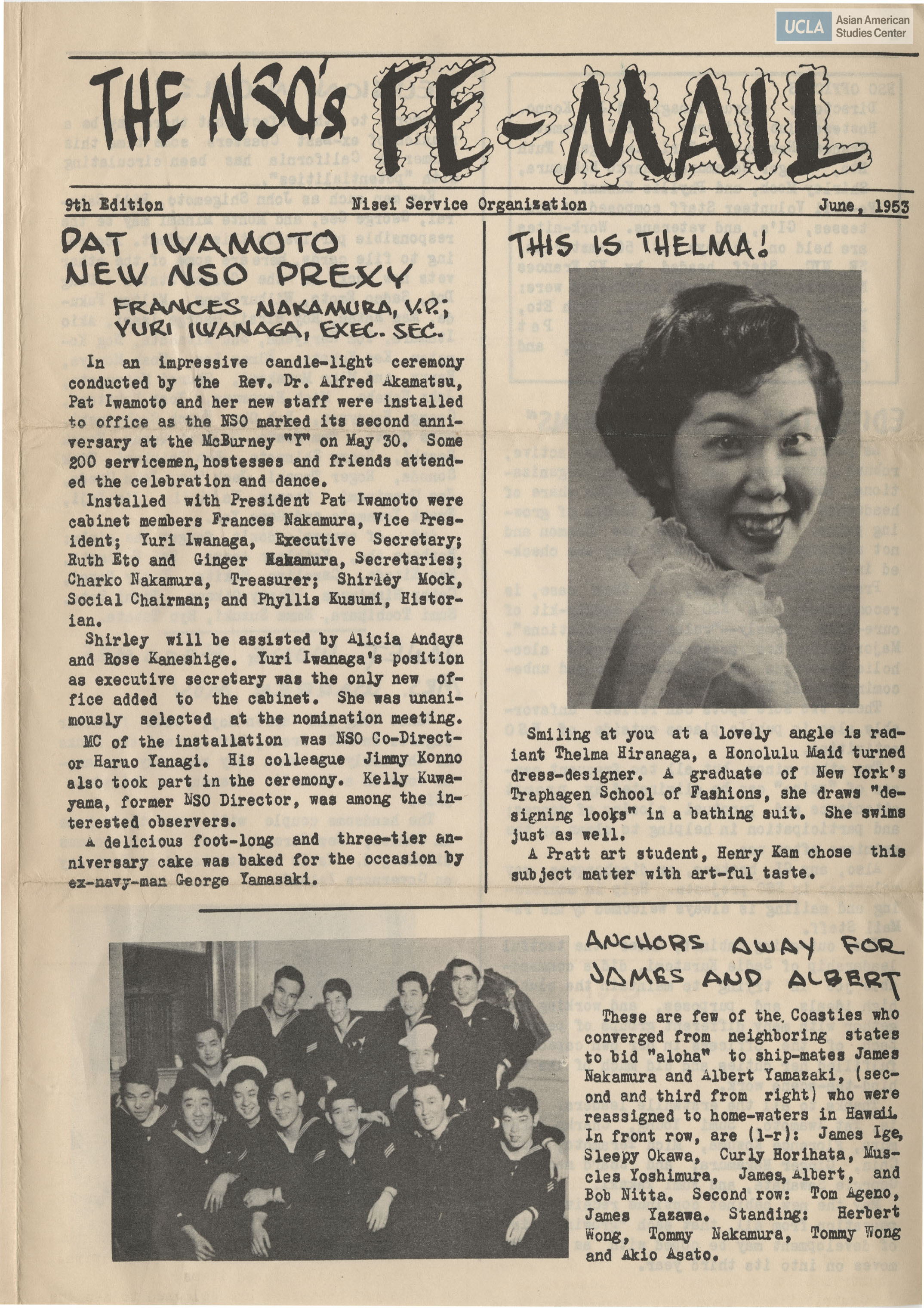 Nisei Service Organization Fe-Mail newsletter regarding writing letters to G.I.'s during the Korean War.