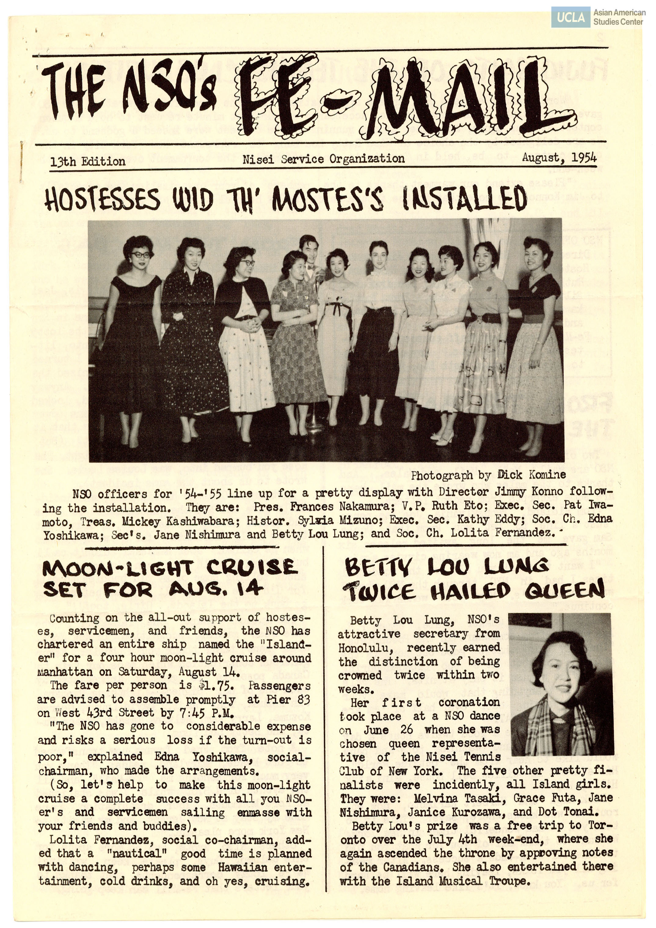 Nisei Service Organization Fe-Mail newsletter regarding writing letters to G.I.'s during the Korean War.