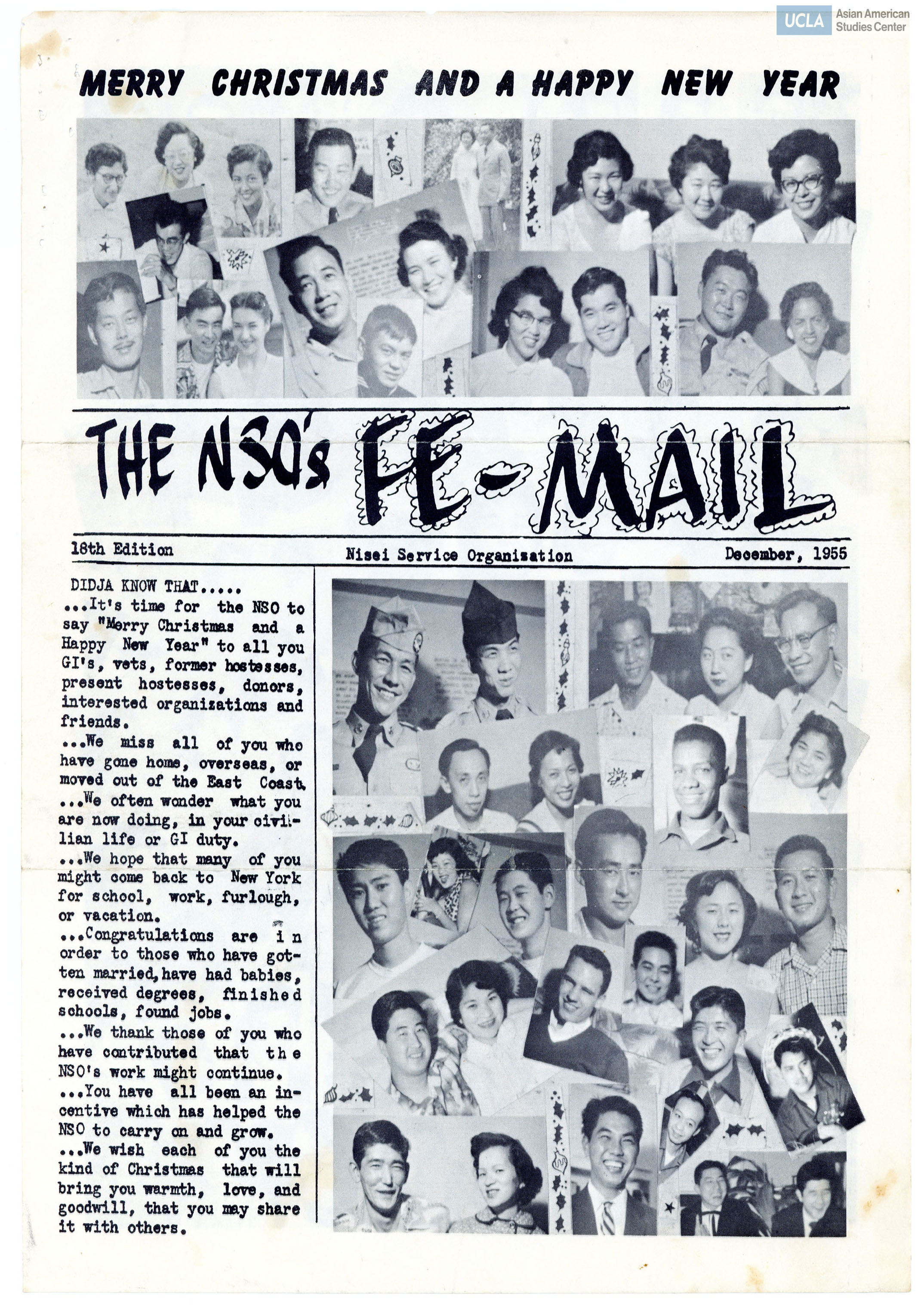 Nisei Service Organization Fe-Mail newsletter regarding writing letters to G.I.'s during the Korean War.