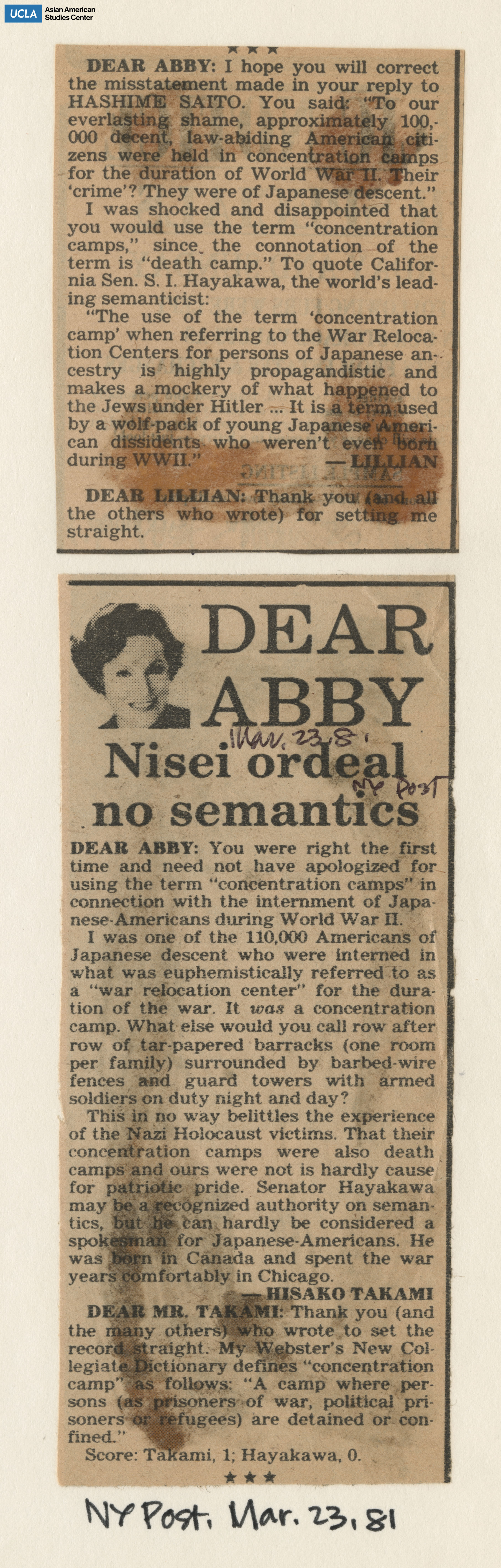 Dear Abbey advice column regarding the semantics of 