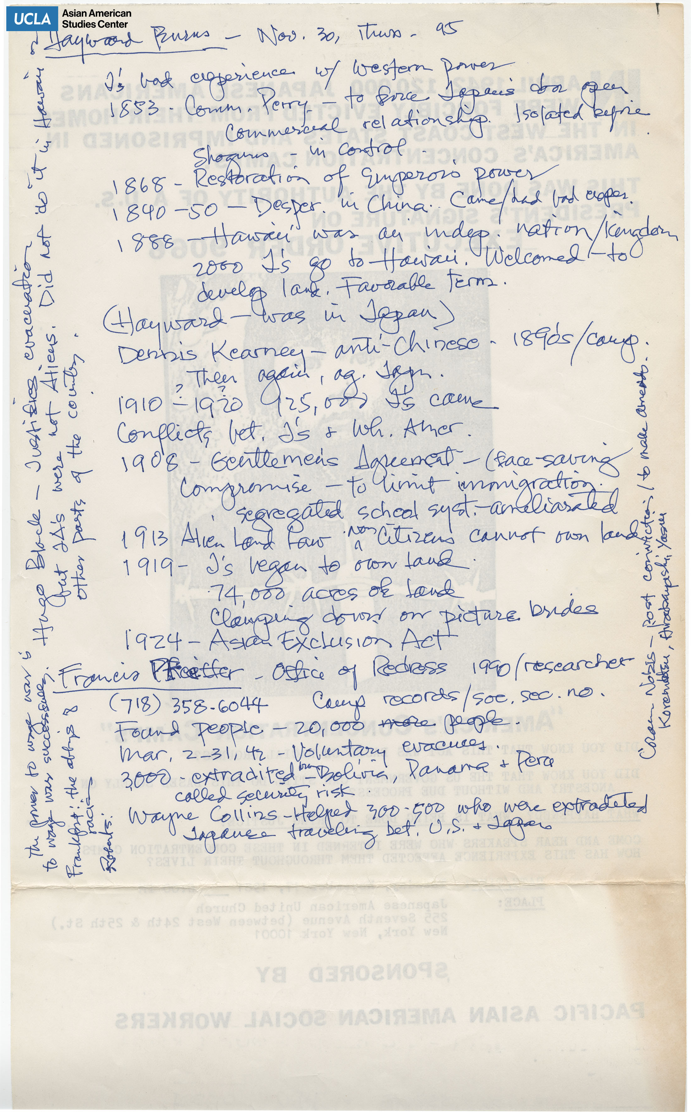 Notes regarding a timeline of historical events.
