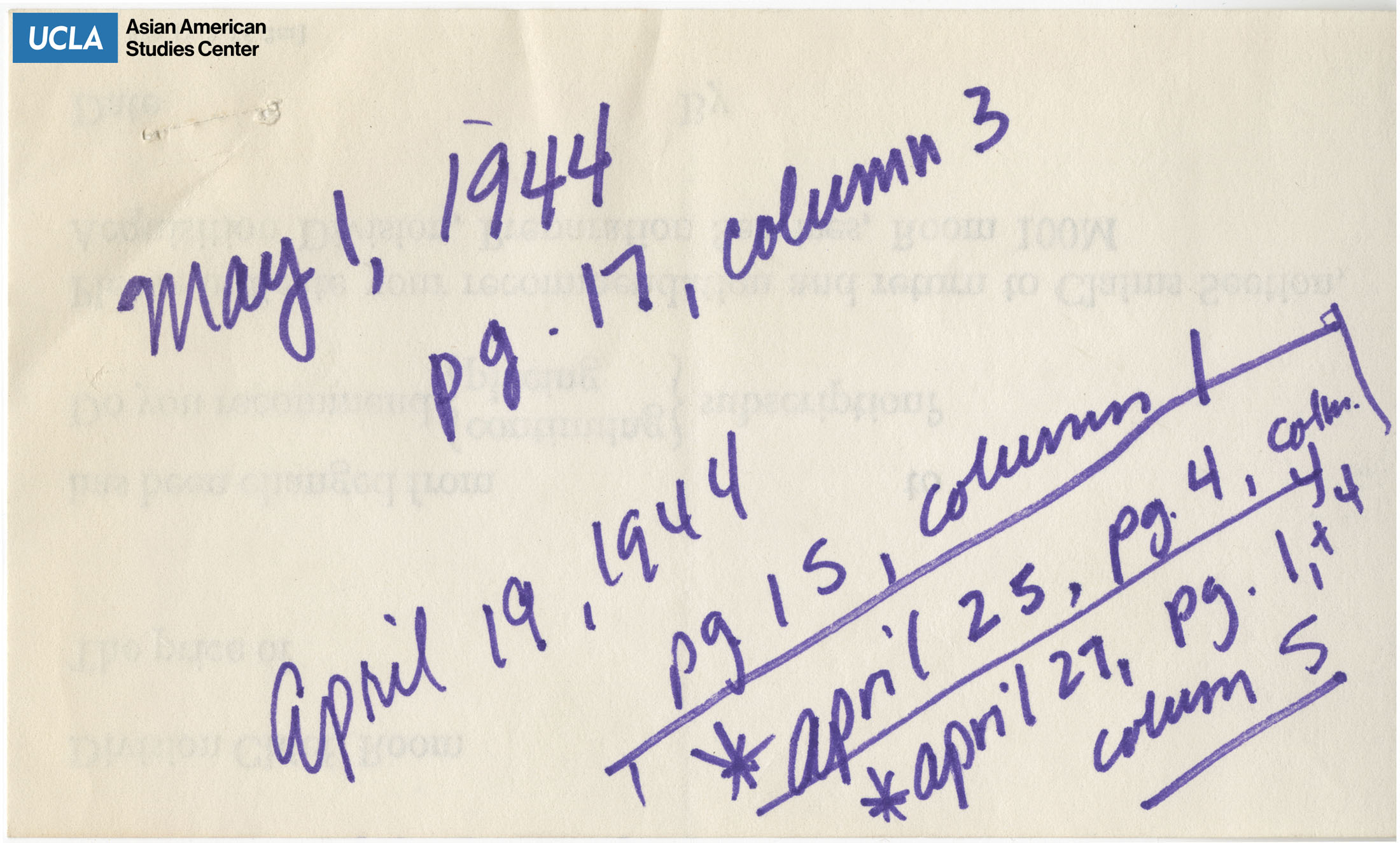 Notes regarding of newspaper clipping information.