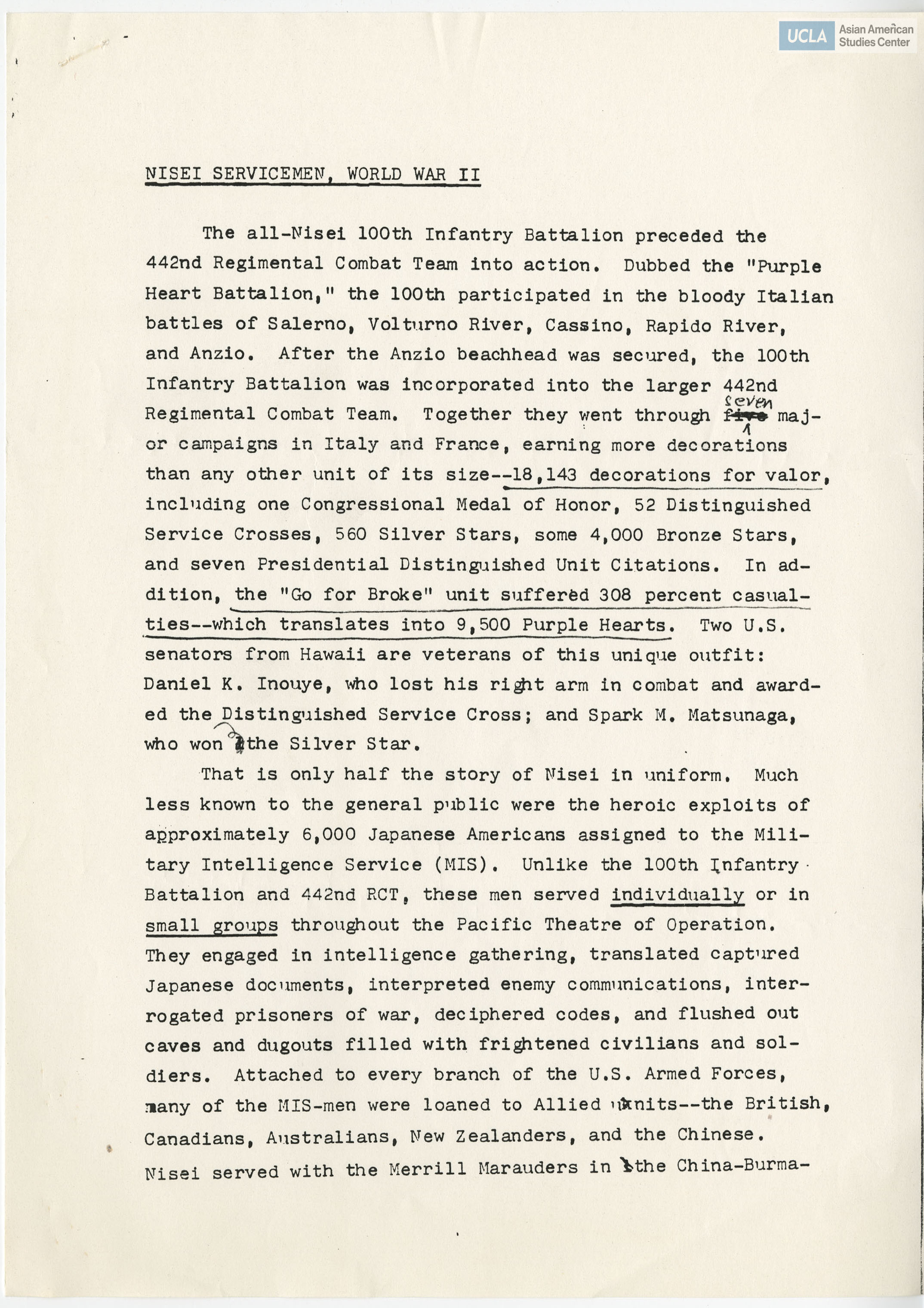 Information regarding  the formation of 100th Infantry Battalion.