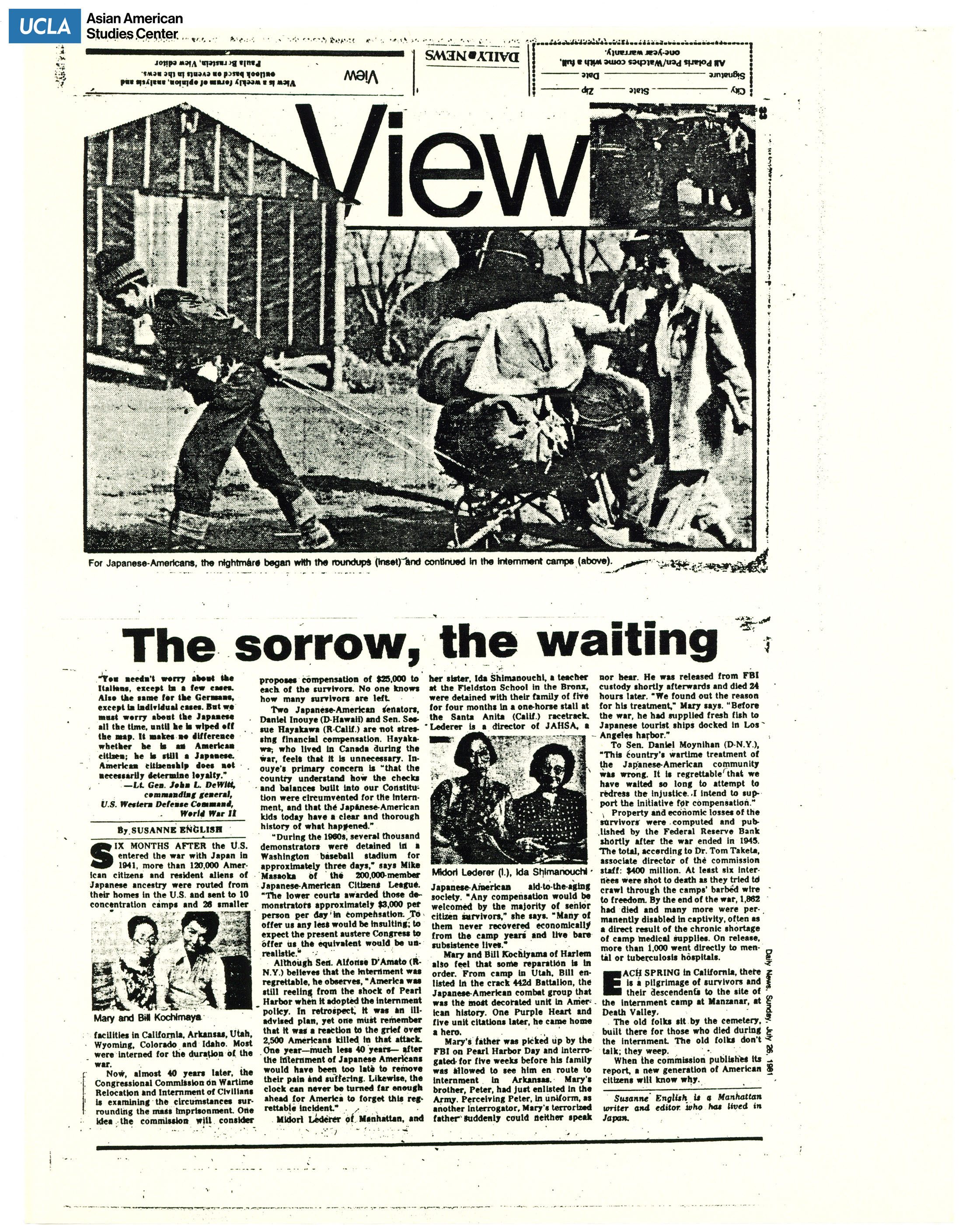 Daily News clippings regarding the nuclear bombing of Hiroshima and the aftermath.