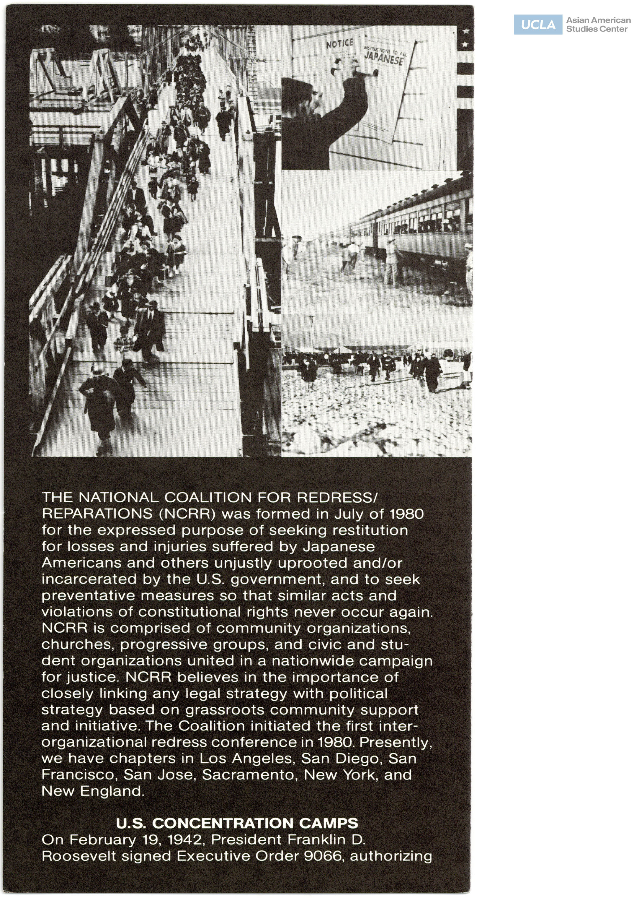 Pamphlet regarding NCRR and its principles as an organization.