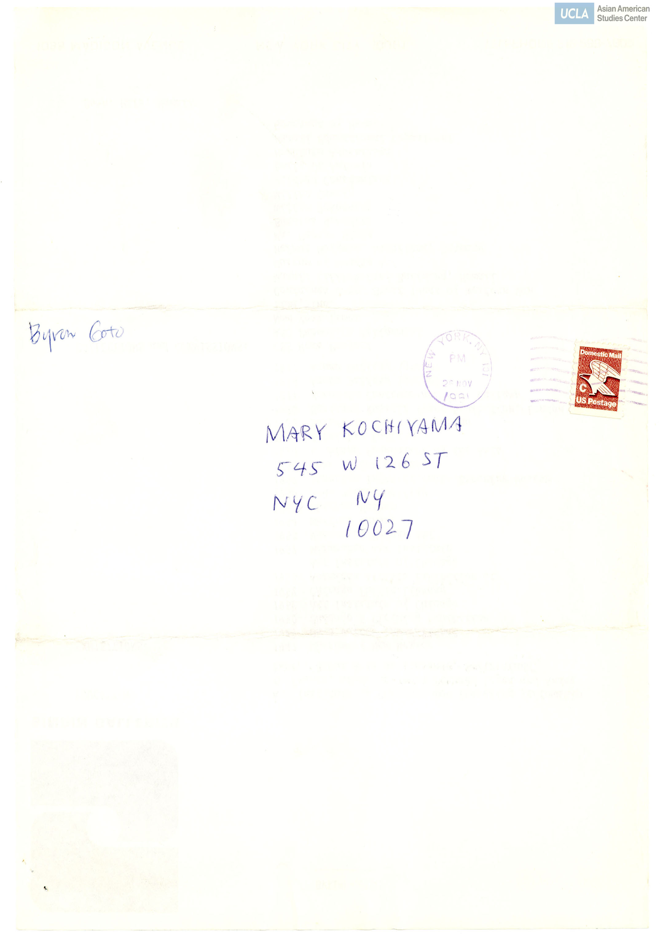 Handwritten education and work experiences of Byron Goto.
