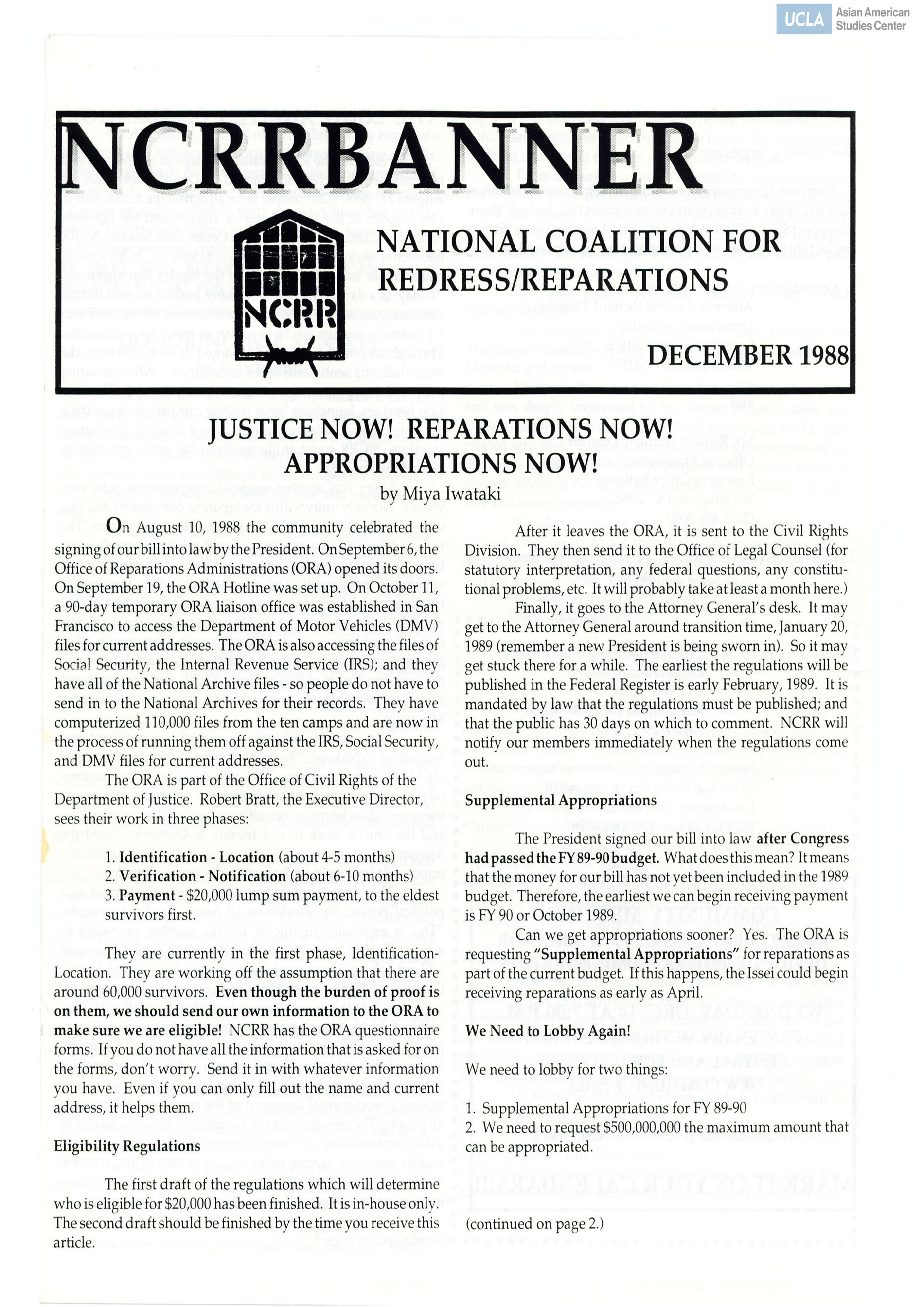 Justice Now! Reparations Now! Appropriations Now!