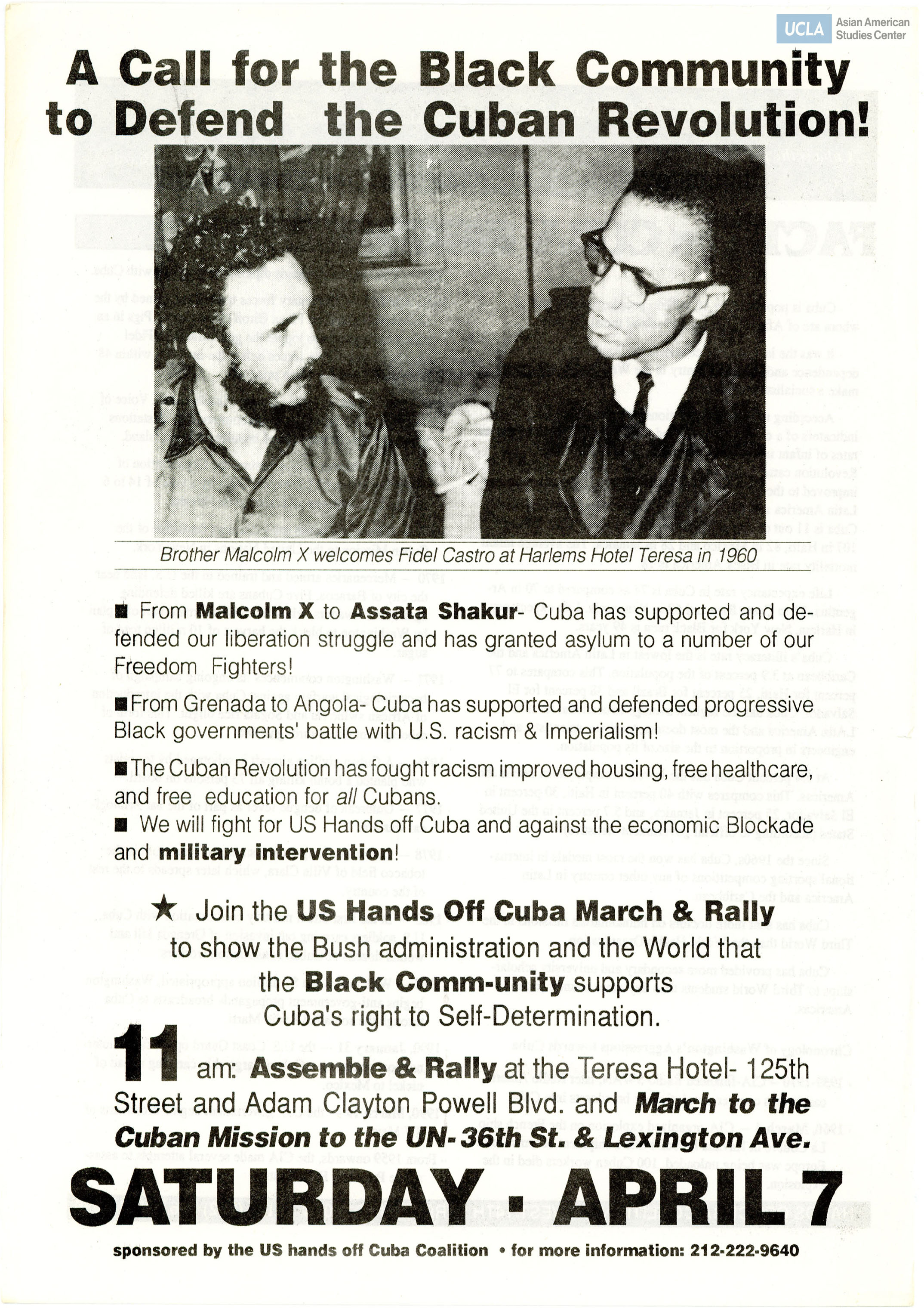 Flyer regarding facts on Cuba and the Cuba Revolution.