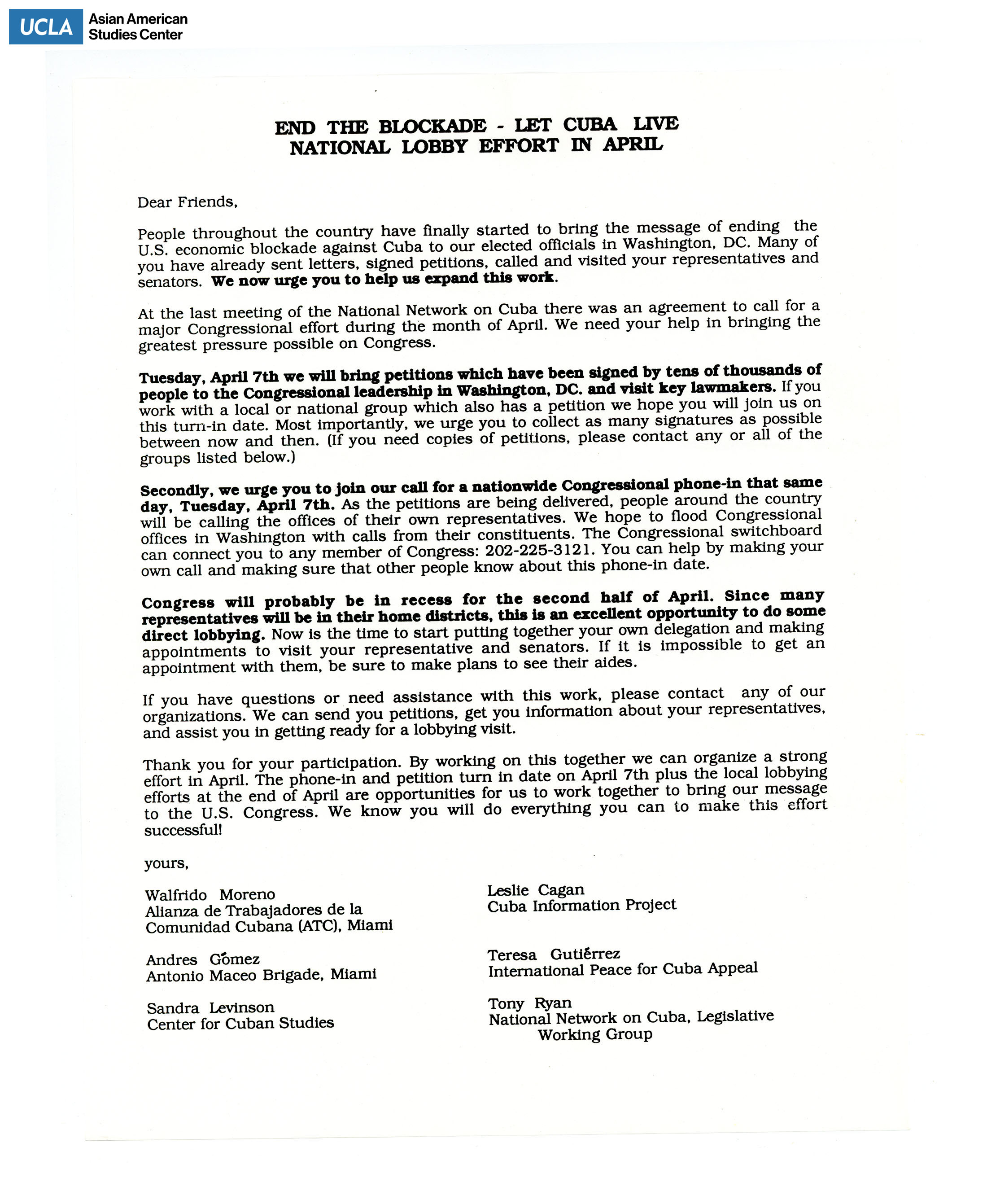 Letter regarding U.S. involvement in Cuba.