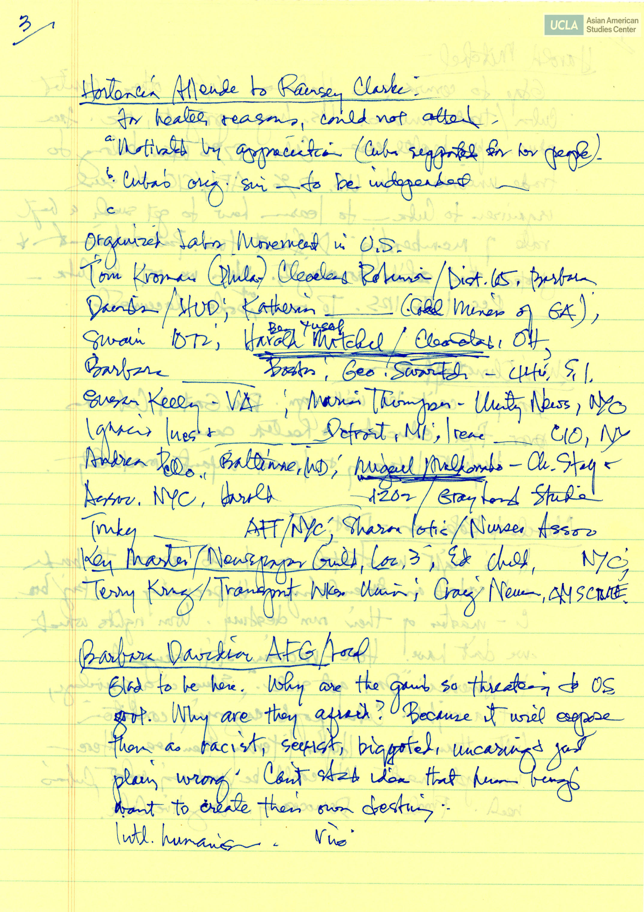Handwritten drafted letters to various people.